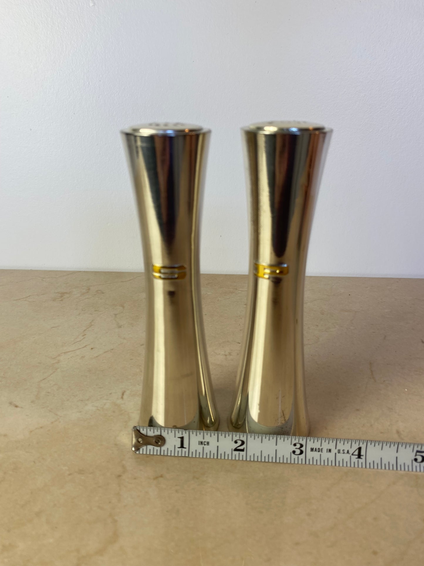 Vintage Japan Silverplate Hourglass Salt & Pepper Shakers, Mid-Century