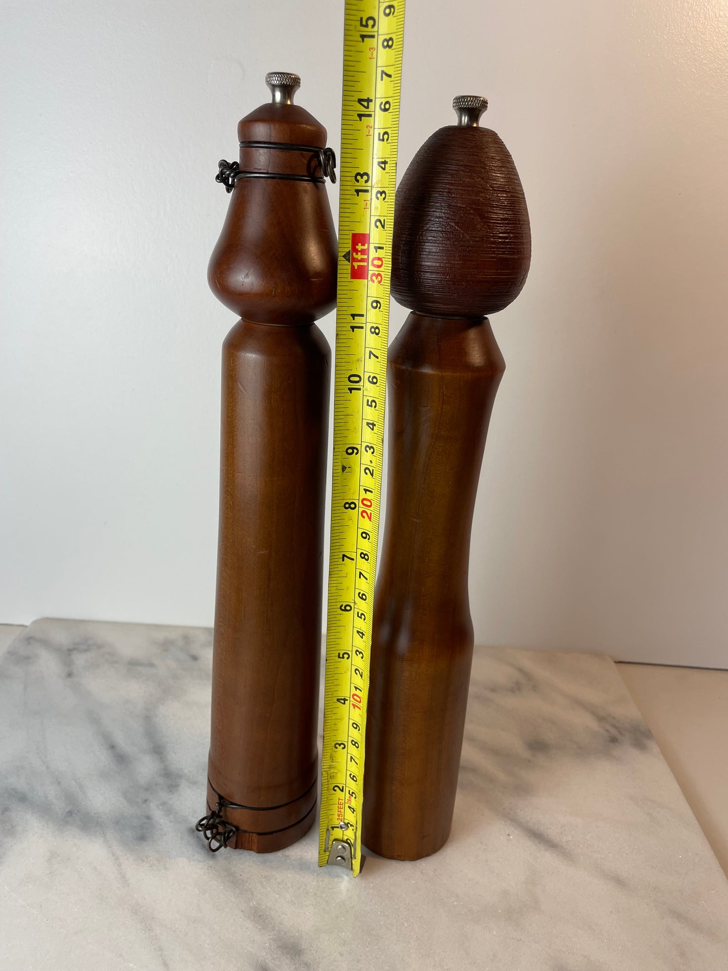 Mid 20th Century Unique Woodcraft Salt & Pepper Grinders - Pair
