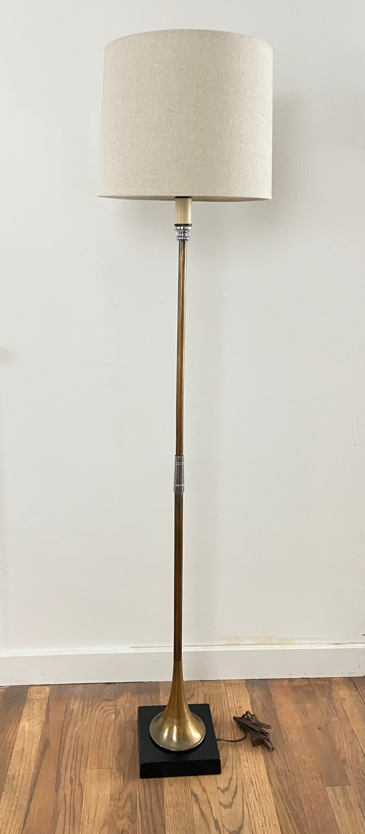 1972 Chapman Hunting Horn Form Floor Lamp With Black Base — Mid-Century Modern