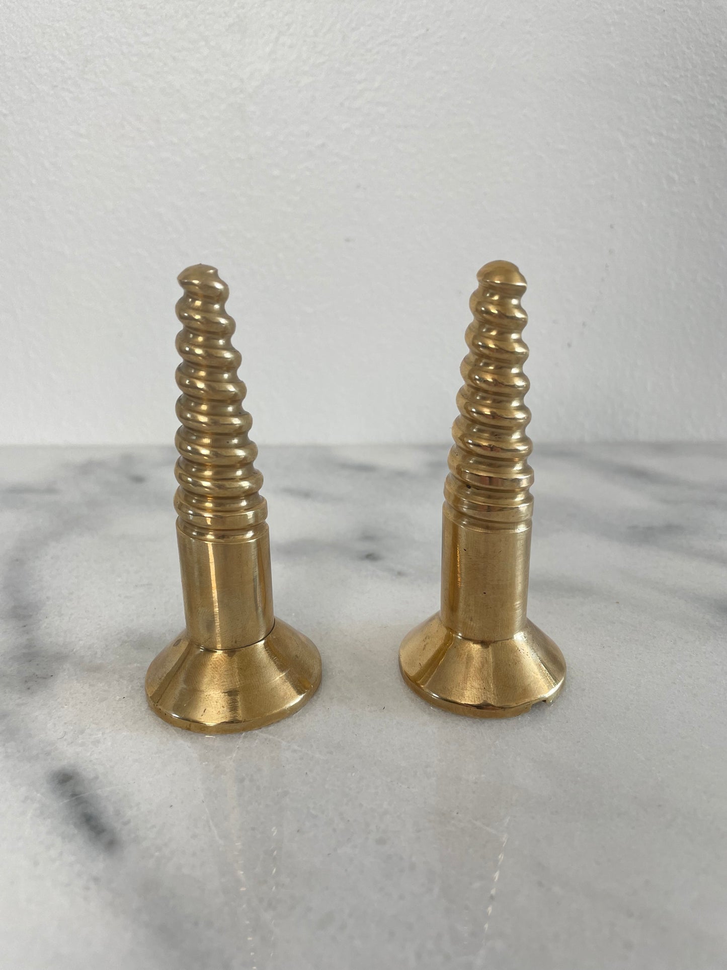 Mid 20th Century Vintage Pop Art Brass Screw Paperweights - 2 Pieces