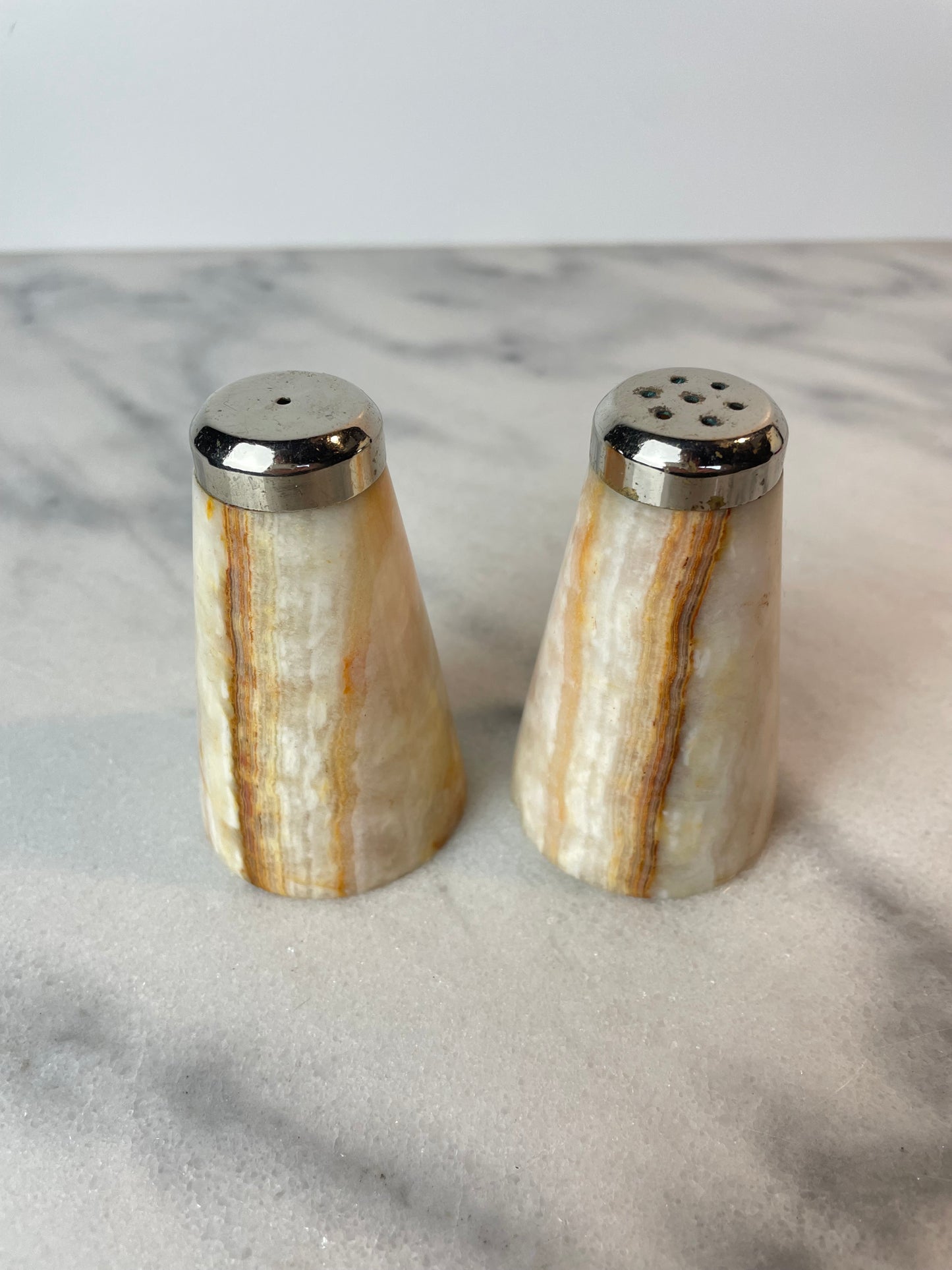 Mid-Century Onyx Salt & Pepper Shakers