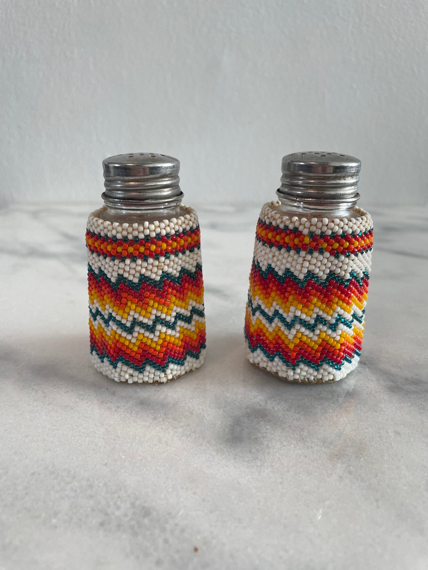 Vintage Native Beaded Southwest Salt & Pepper Shakers