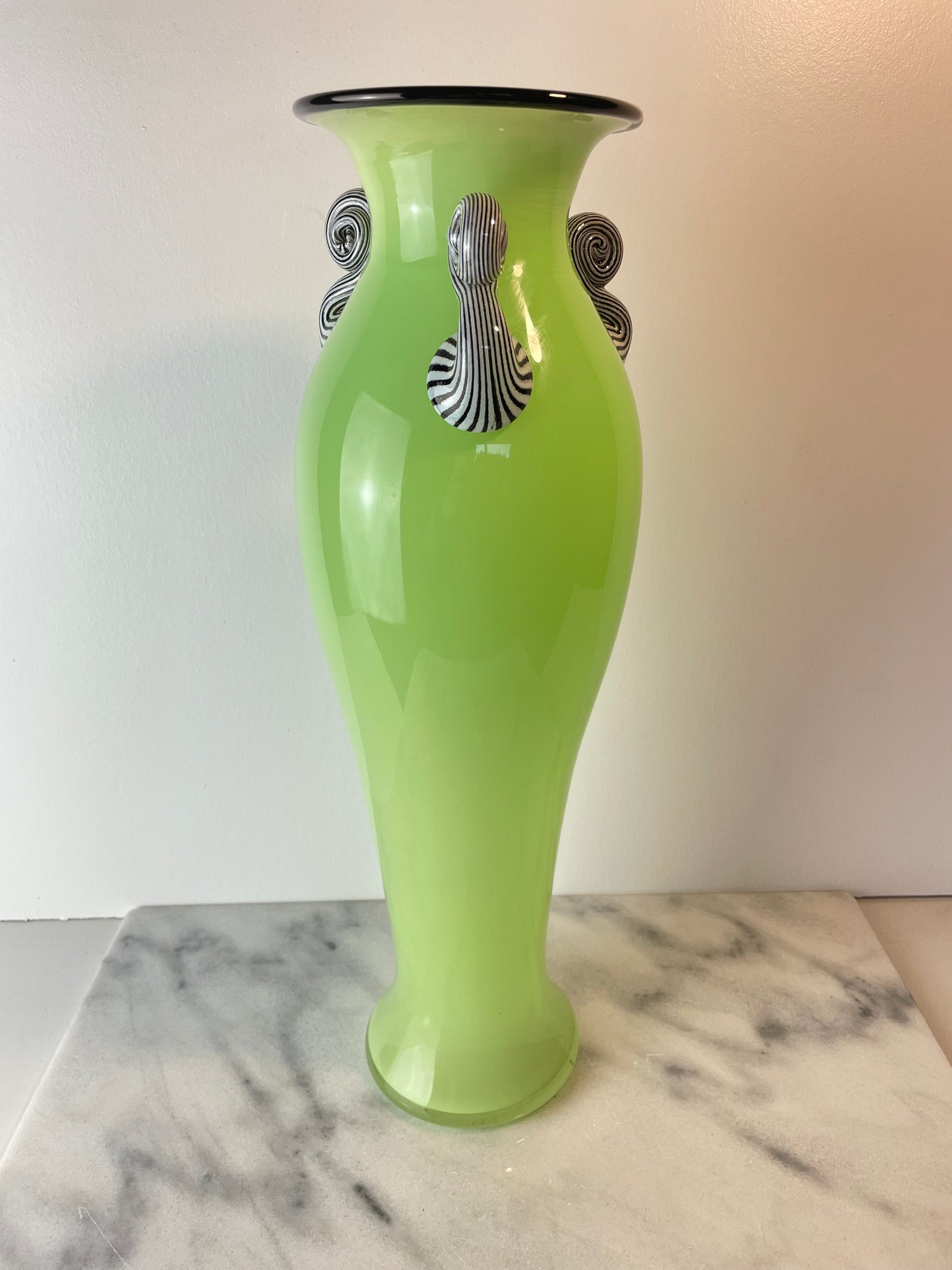 Dehanna Jones Contemporary Art Glass Vase — Signed Pale Lime Green Studio Glass