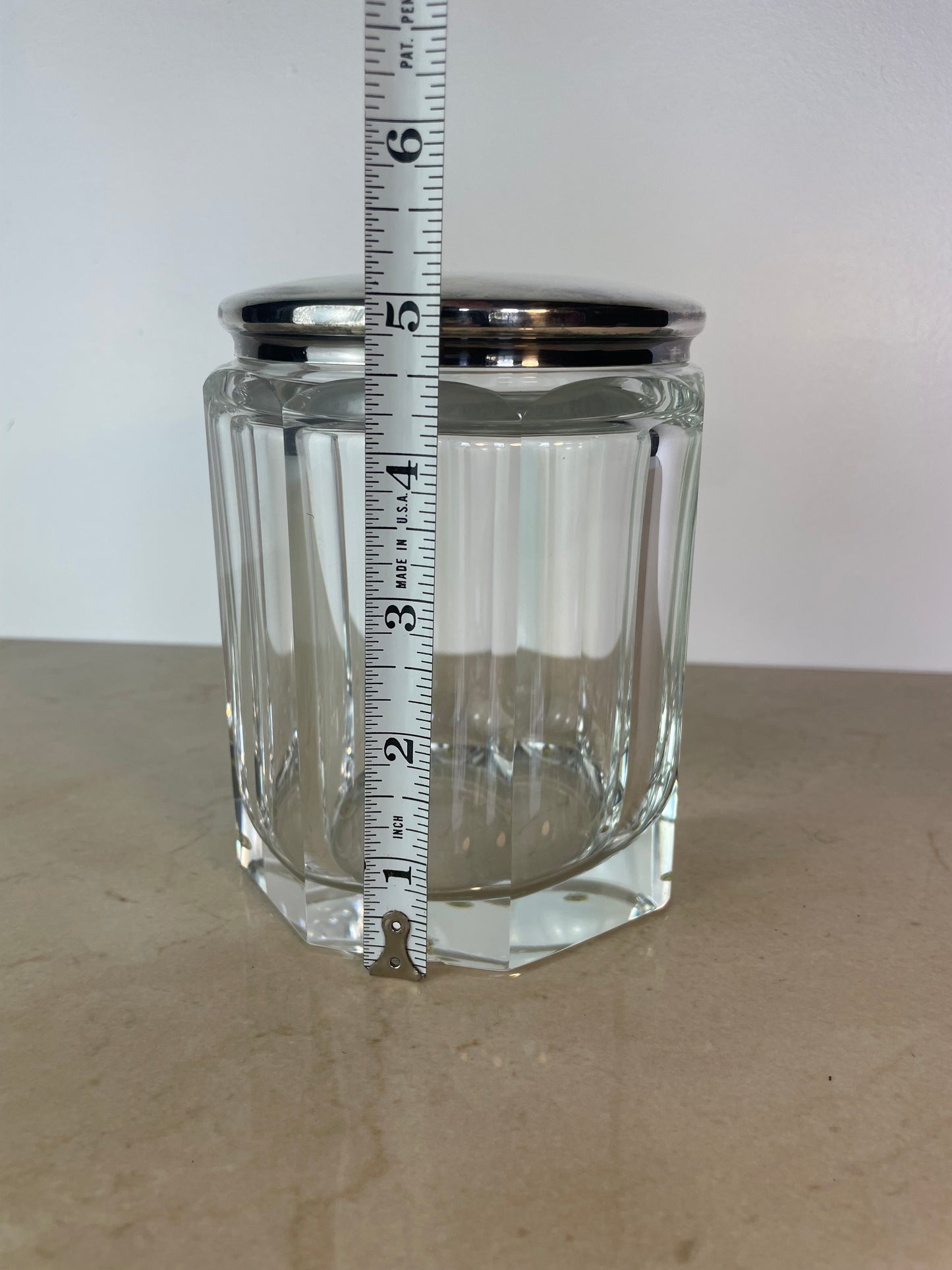 Vintage Plata Lappas Faceted Crystal Jar With Silverplate Lid, Argentina