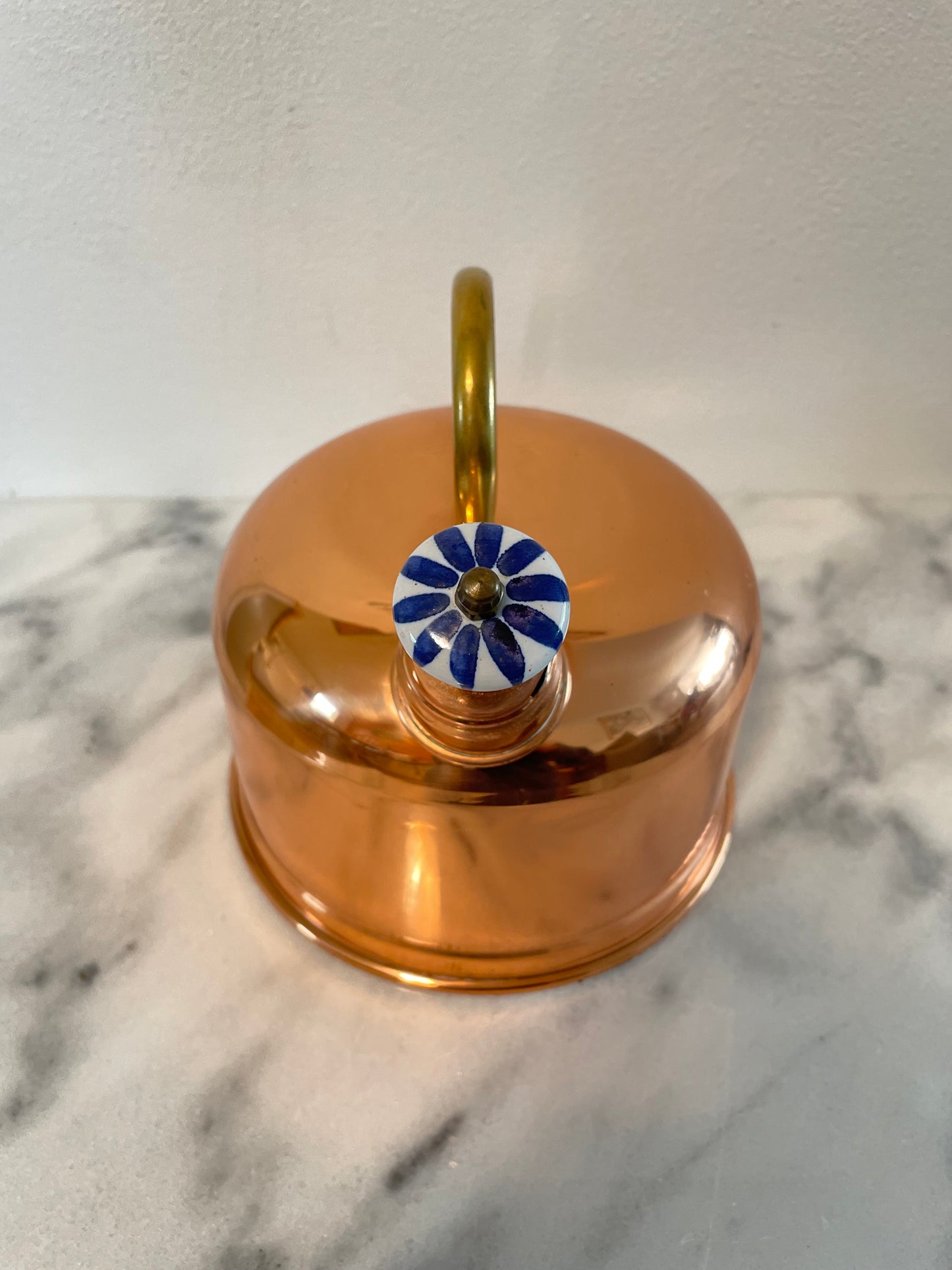 Vintage Copper Tea Kettle With Ceramic Whistle Bead