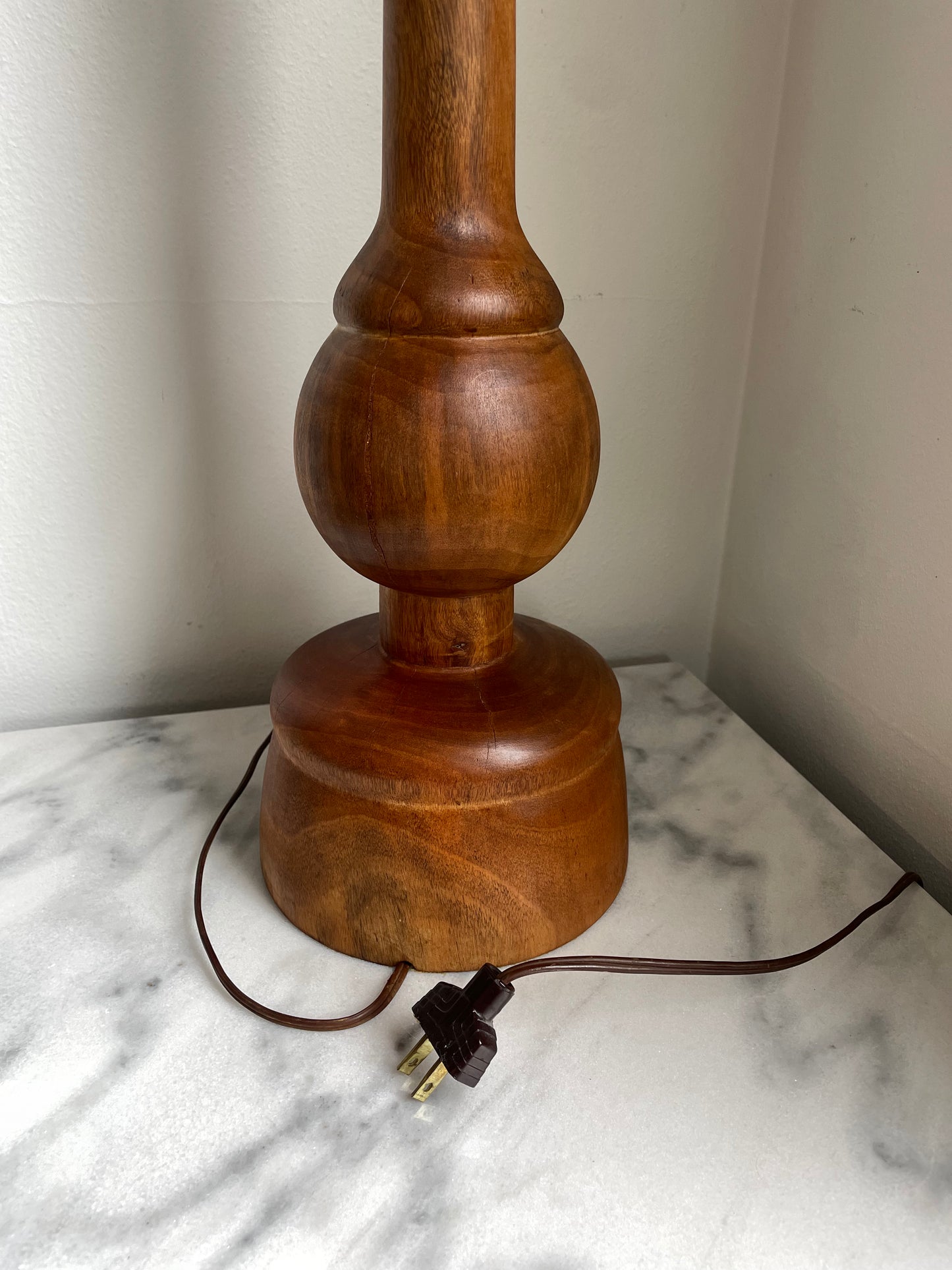 Mid 20th Century Hand Made Turned Wood Lamp