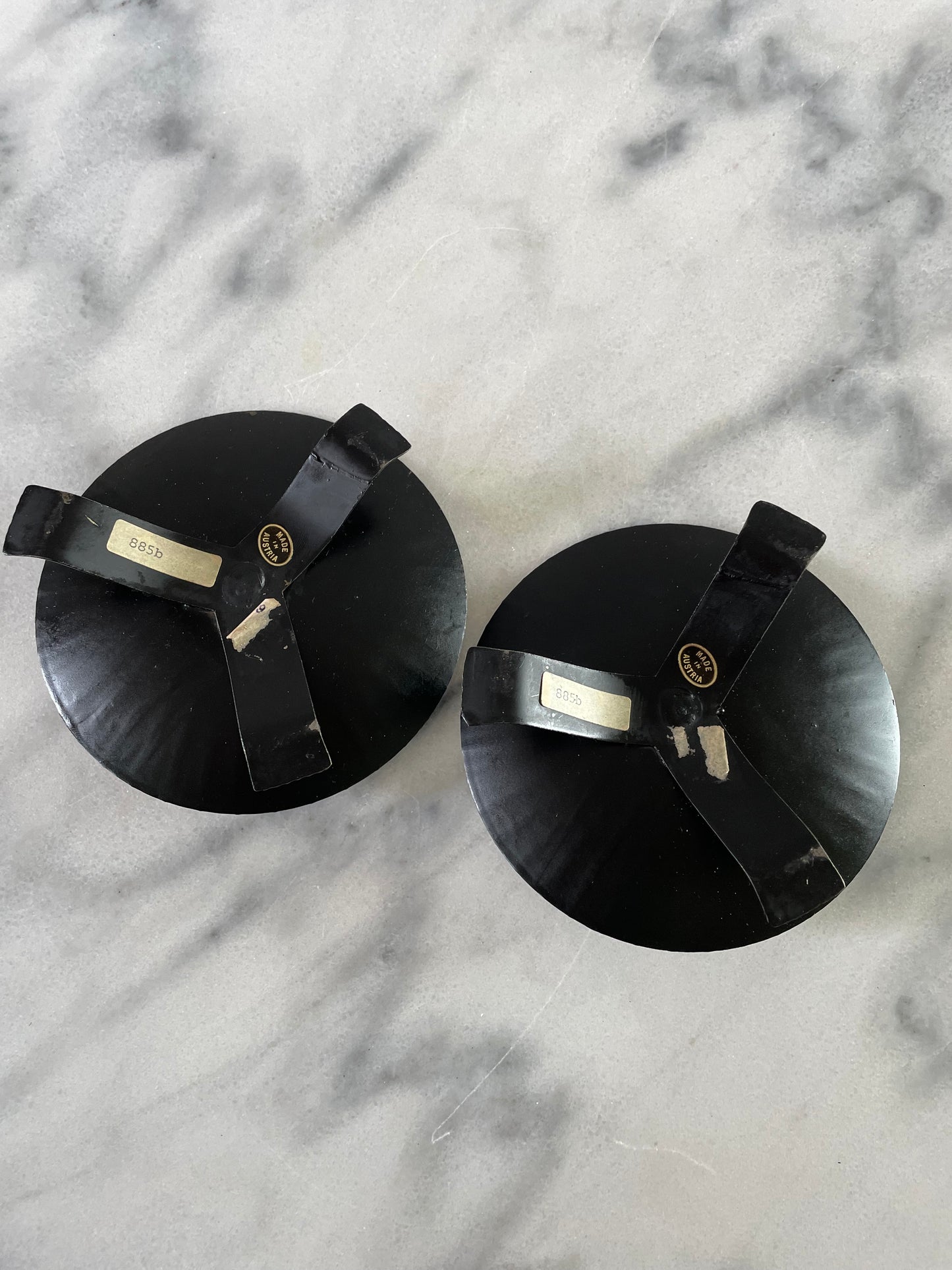 Mid 20th Century Austria Metalwork Pillar Candle Holders - A Pair