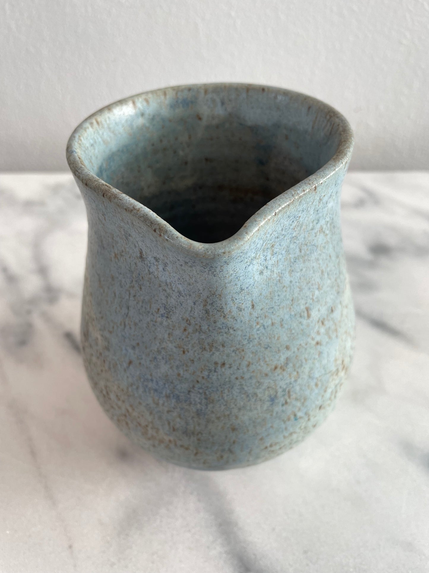 Handmade Studio Ceramic Pitcher With Light Blue-Gray Glaze