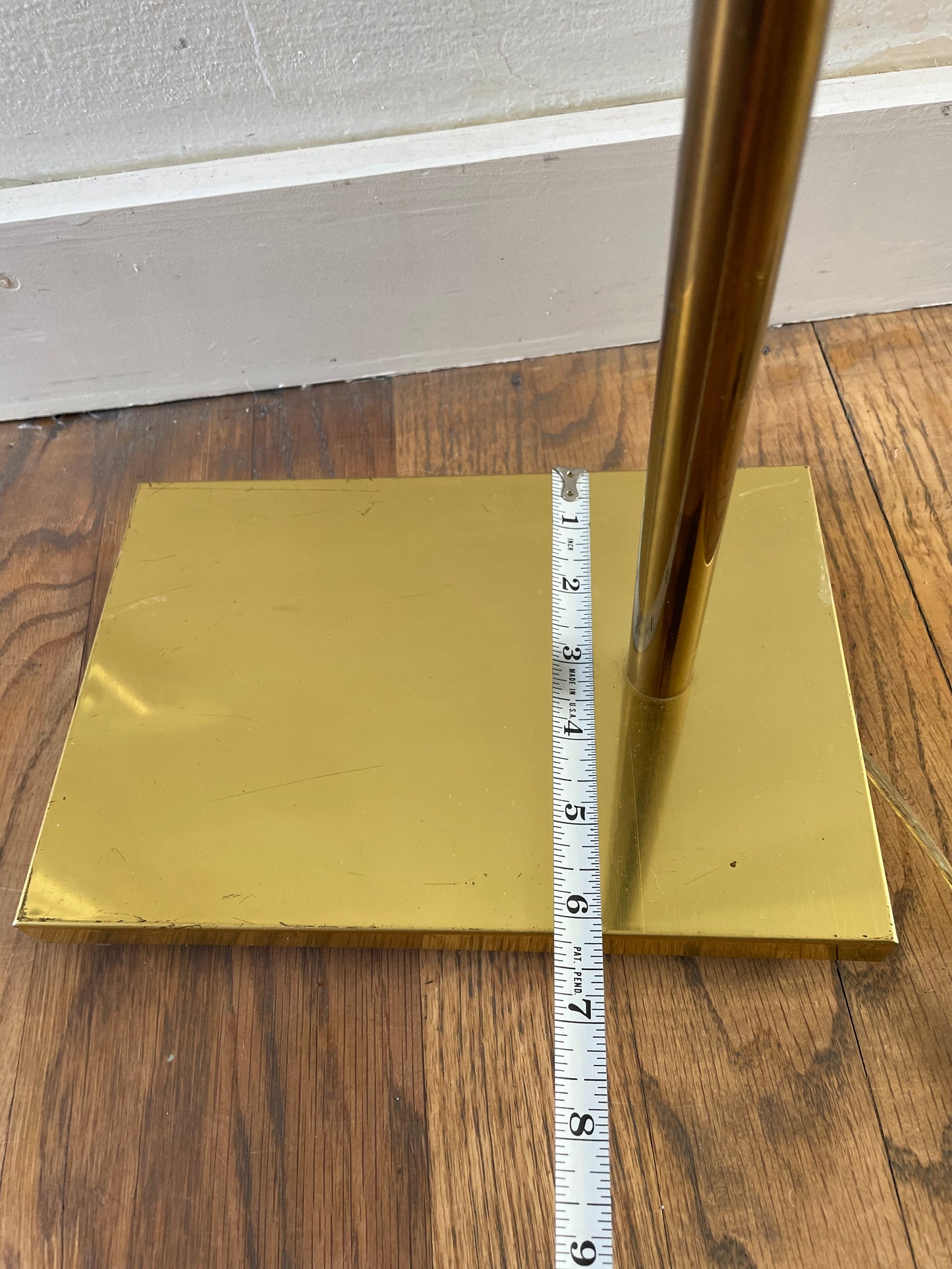 Late 20th Century Brass Library Floor Lamp With Milk Glass Shade