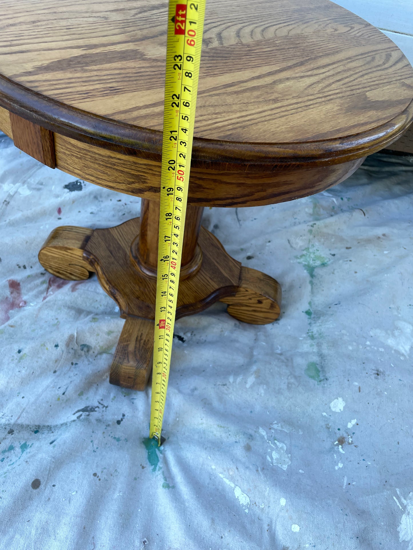 Mid 20th Century Solid Oak Round Pedestal Tables - a Pair