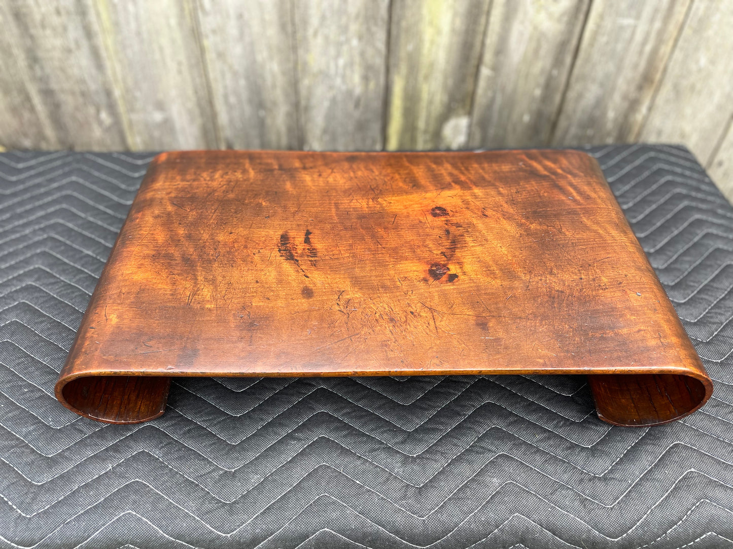 Early 20th Century Chinese Elm Wood Low Scroll Tray