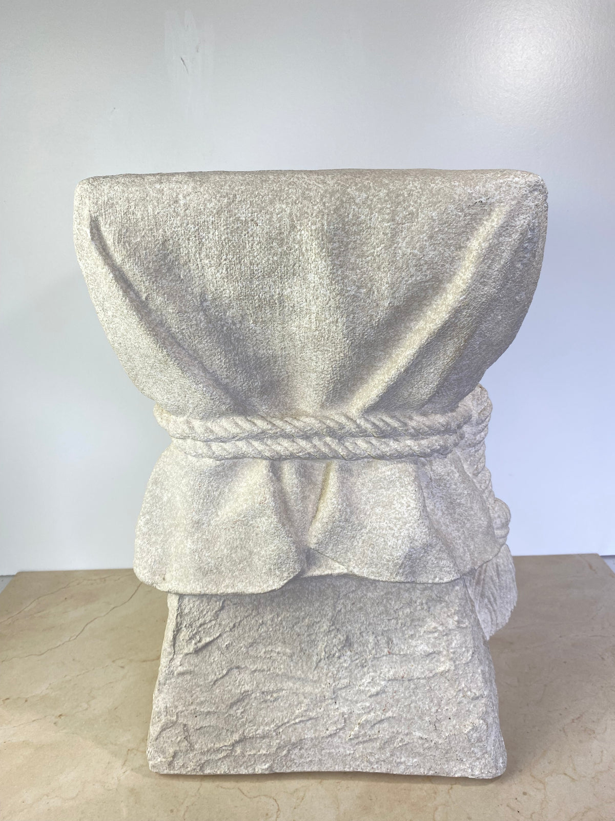 John Dickinson Style Plaster Faux Bois Draped Rope and Tassel Side Table