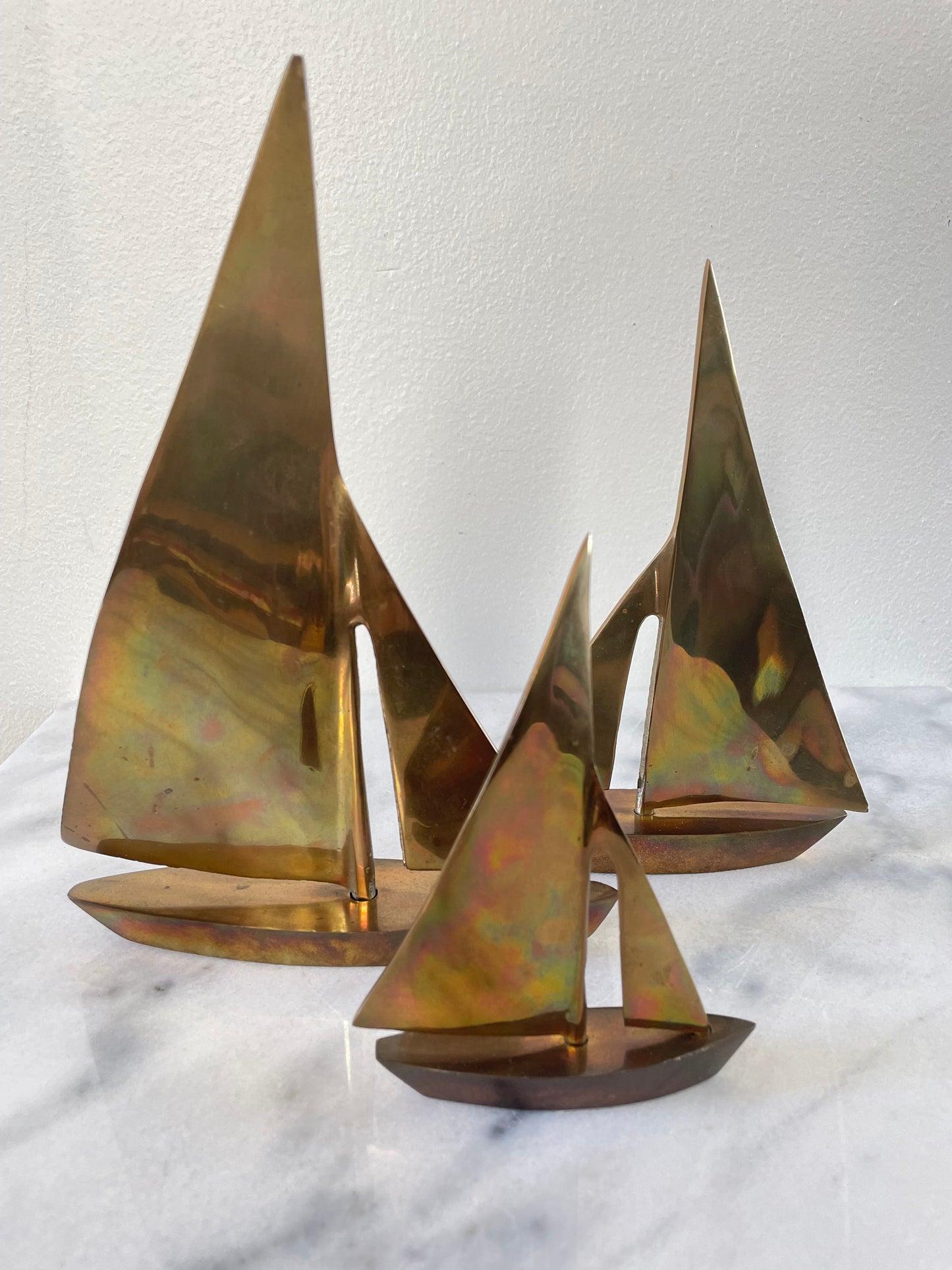 Vintage Collection of Brass Sailboat Figurines- Set of 3