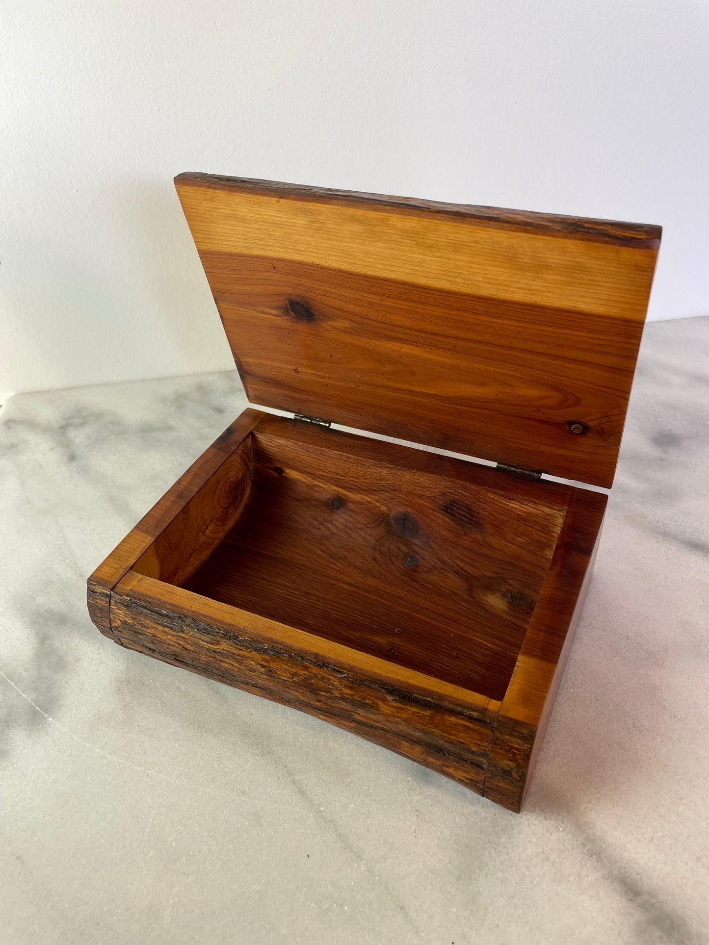 Mid 20th Century Hand Crafted Live Edge Wood Stash Box