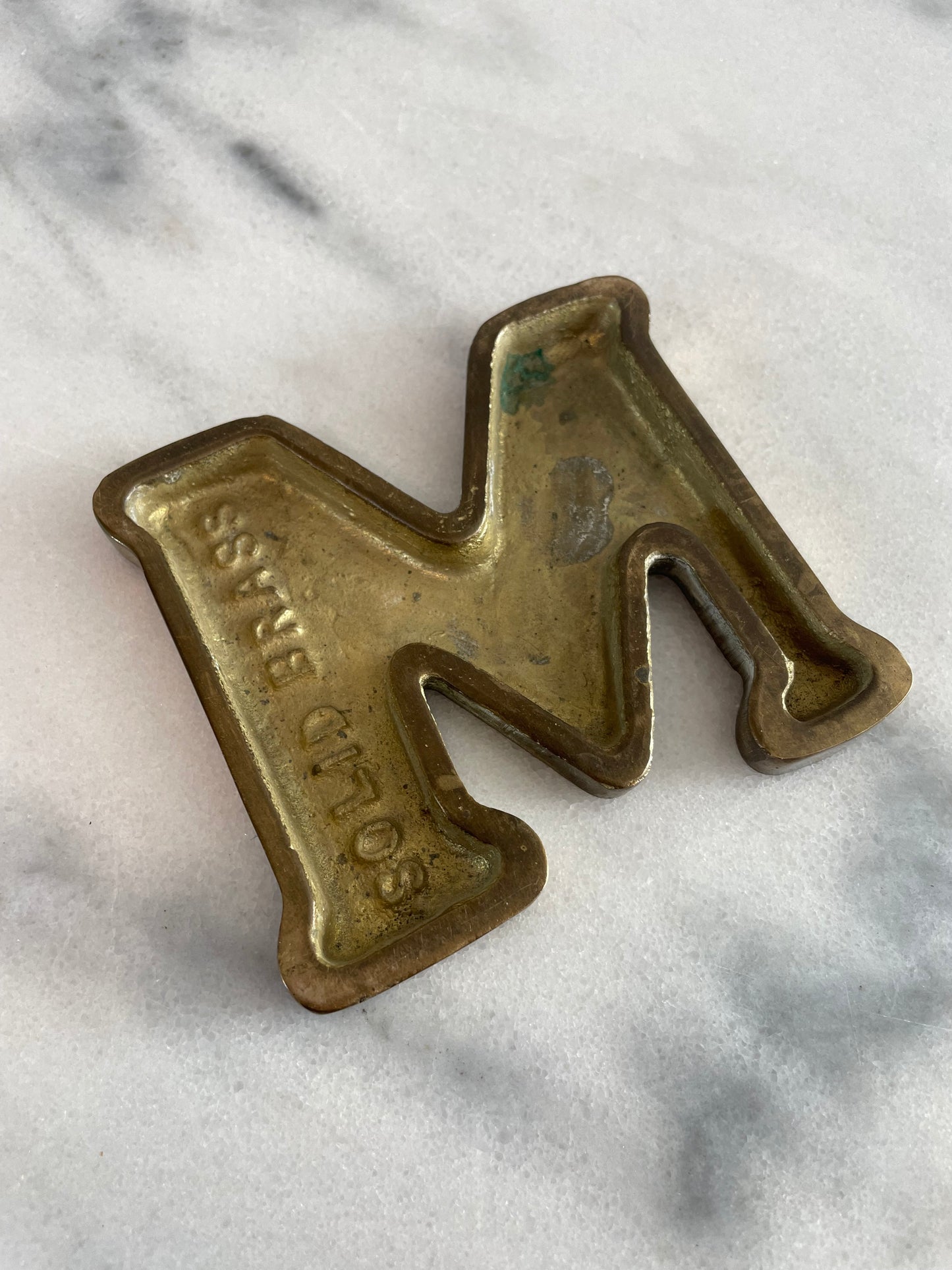 Vintage Solid Brass "M" Paperweight