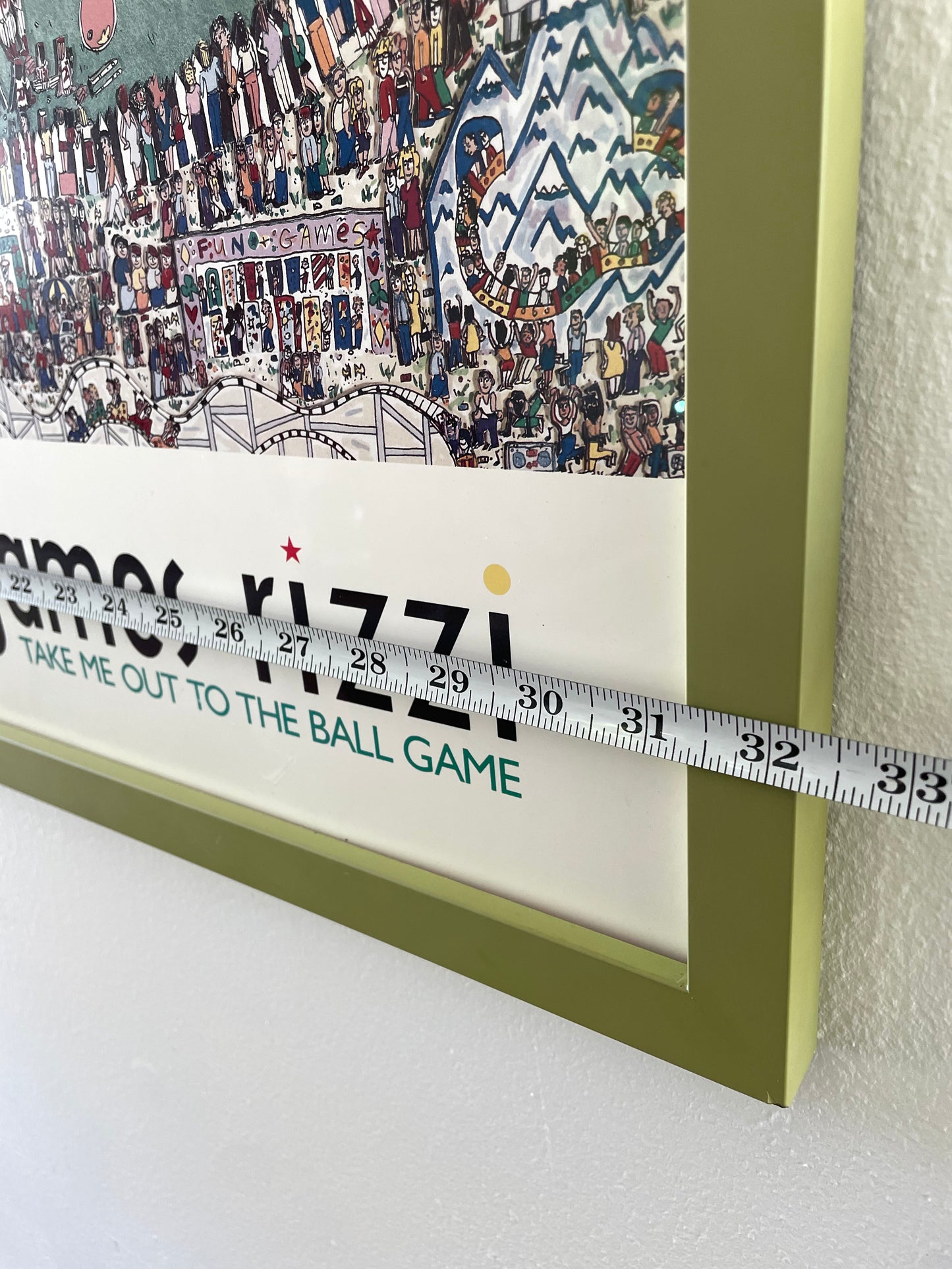 1990s James Rizzi Print "Take Me Out to the Ballgame", Framed