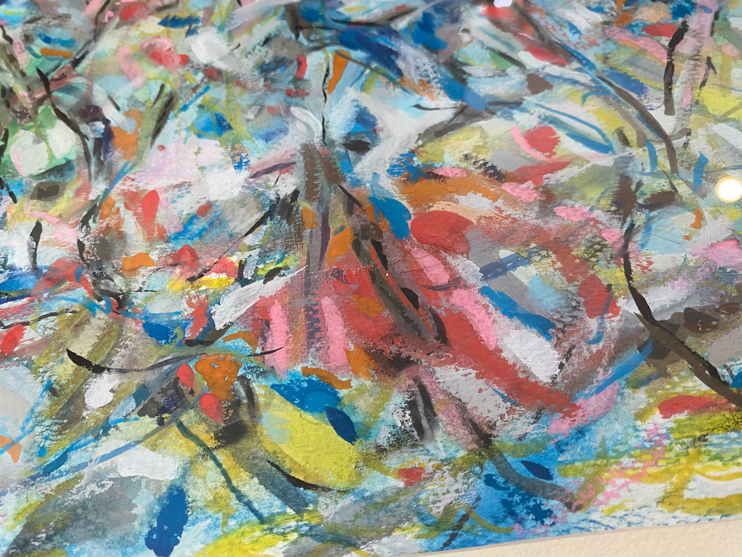 Original Framed Abstract Expressionist Watercolor on Paper by Francisco Peña