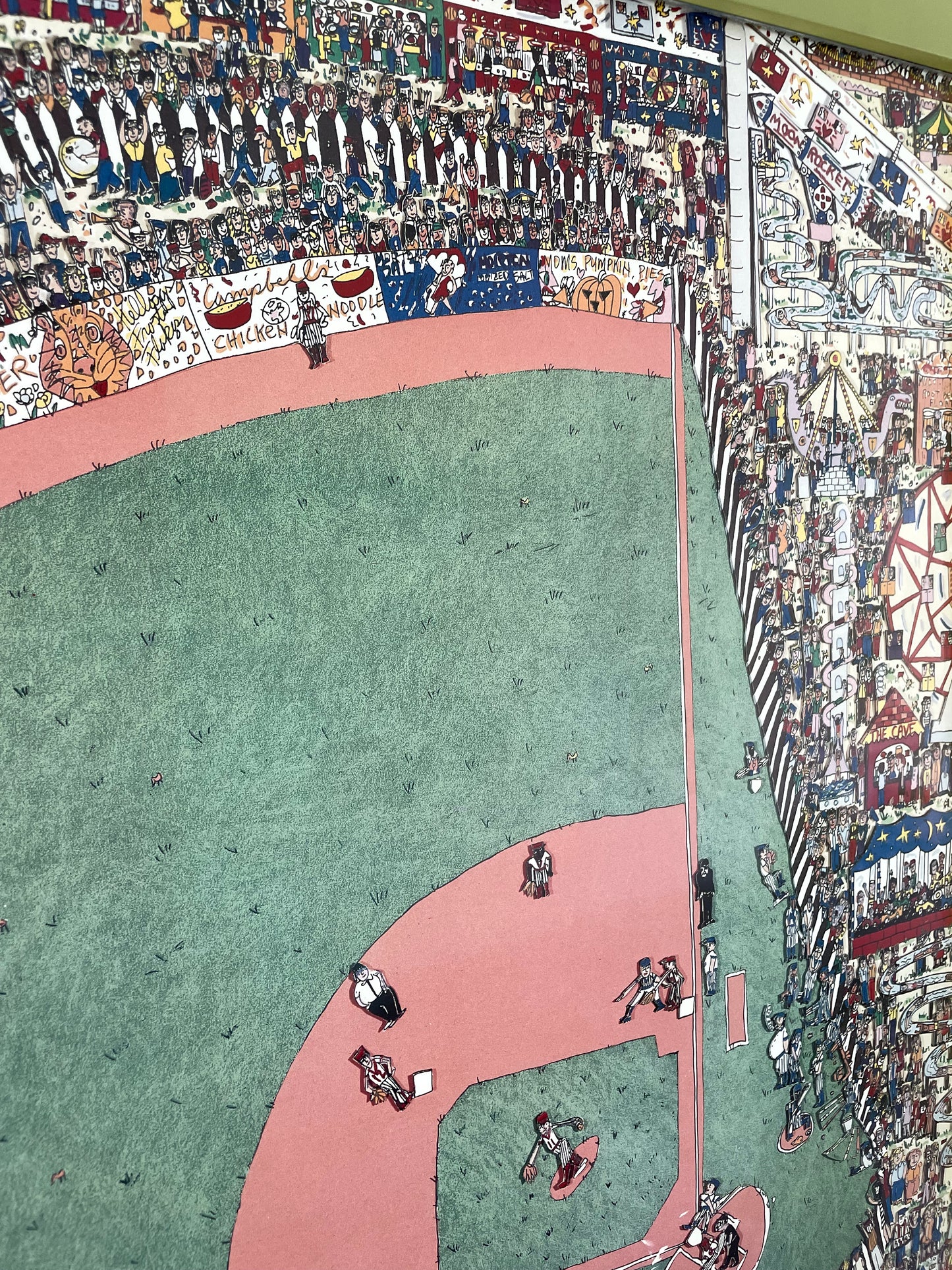 1990s James Rizzi Print "Take Me Out to the Ballgame", Framed