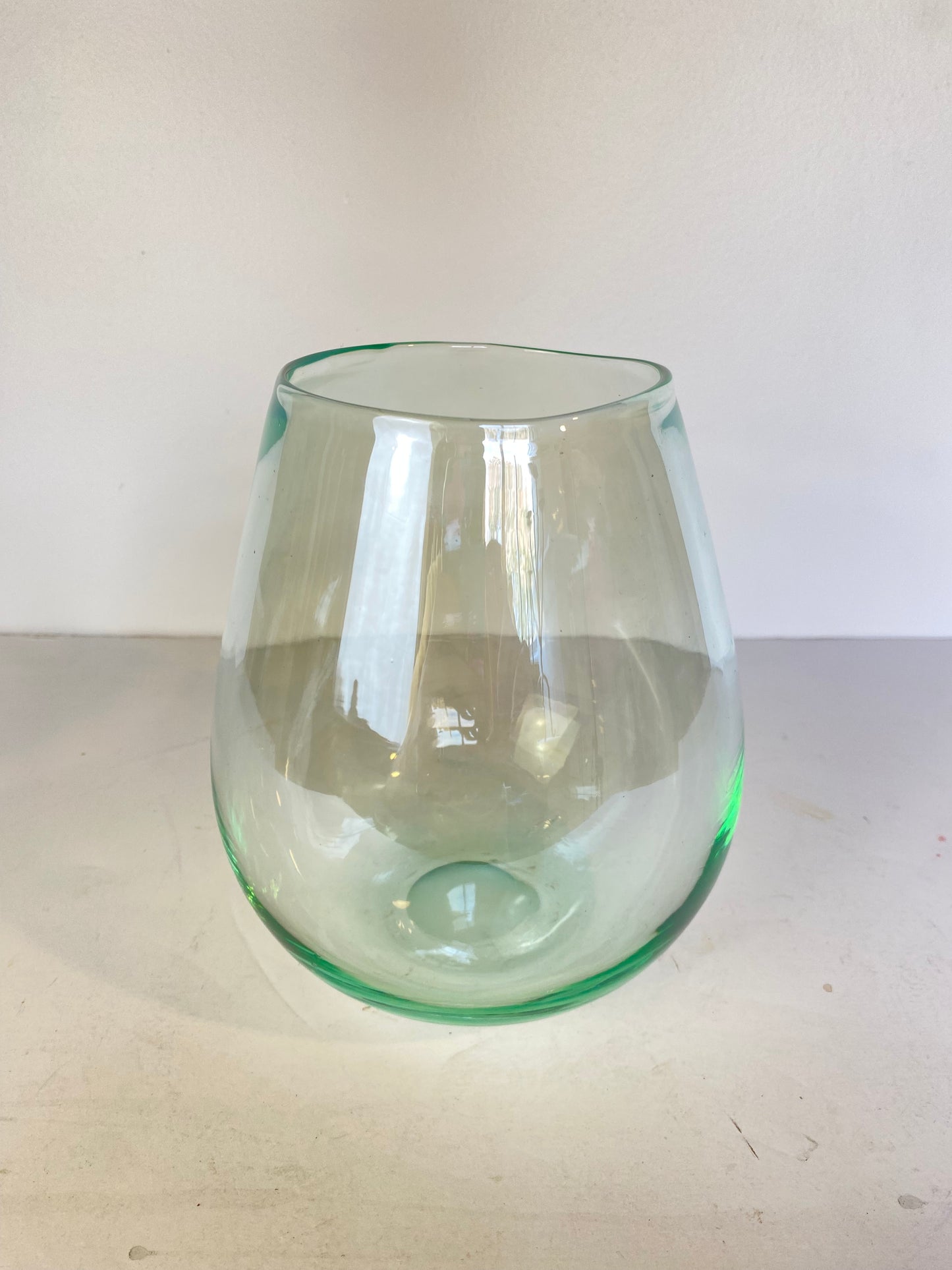 Vintage Hand-Blown Pale Turquoise Glass Vase, Tapered Form