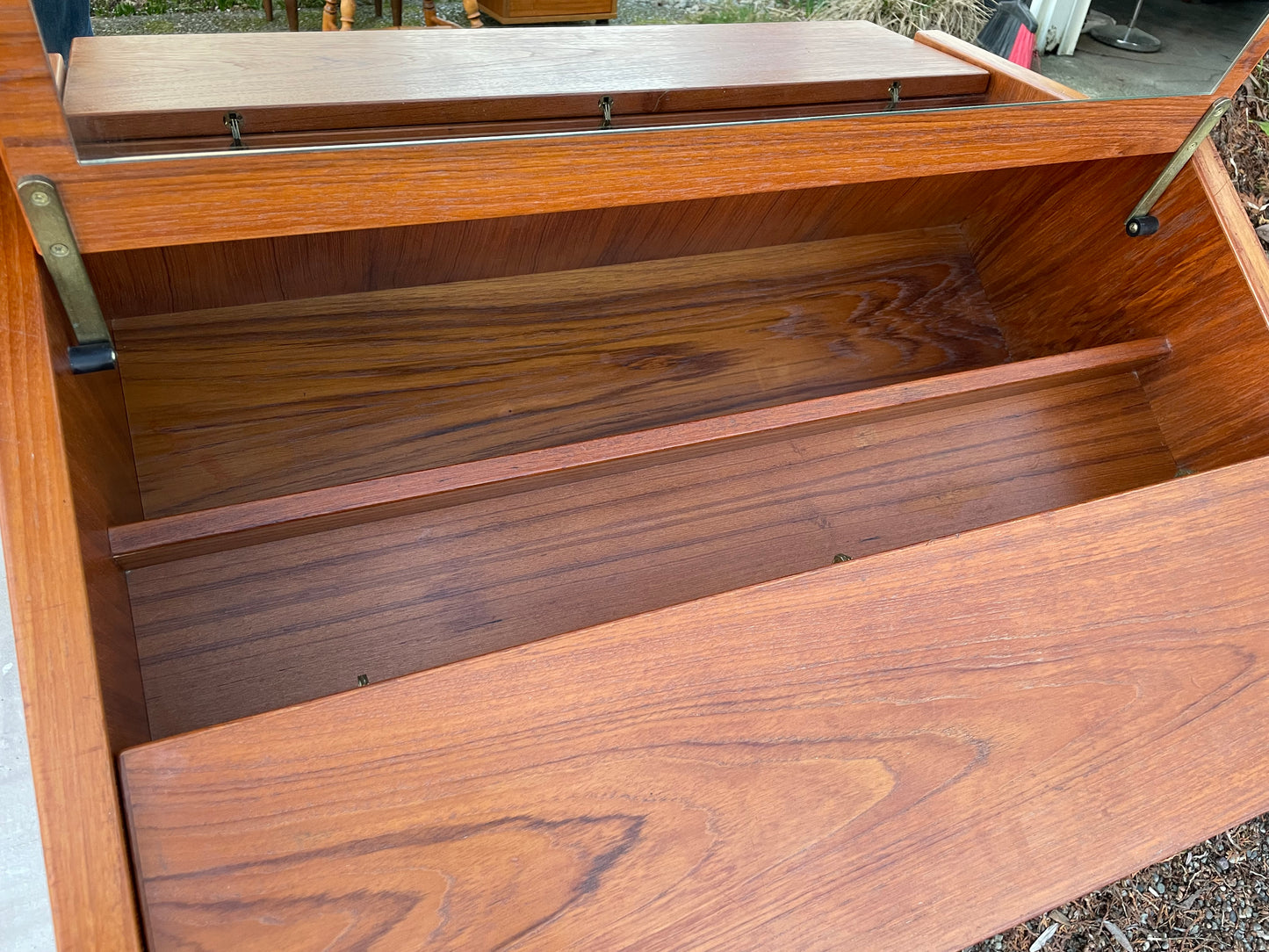 Mid-Century Modern Danish Teak Flip-Top Vanity or Desk - 1960s
