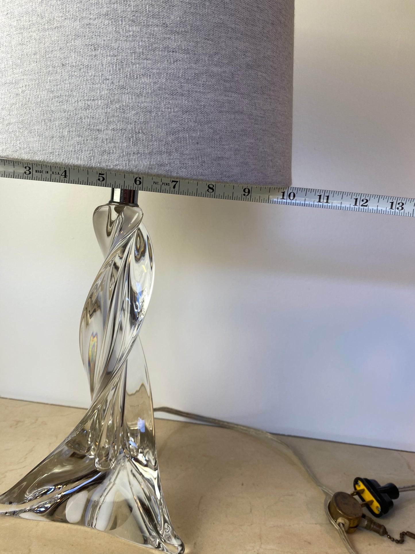 Maison Saint Louis France Twisted Crystal Table Lamp, Signed French Mid-Century Modern Lighting