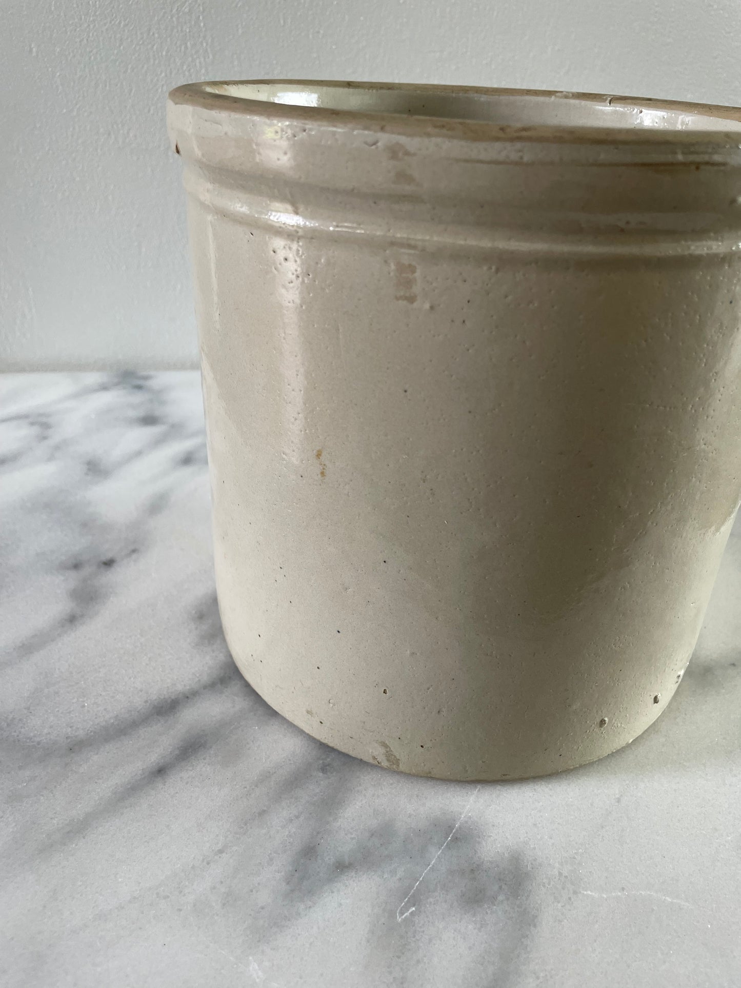 Mid 20th Century Earthenware Pottery Fermenting Crock Farmhouse Country Storage Vessel