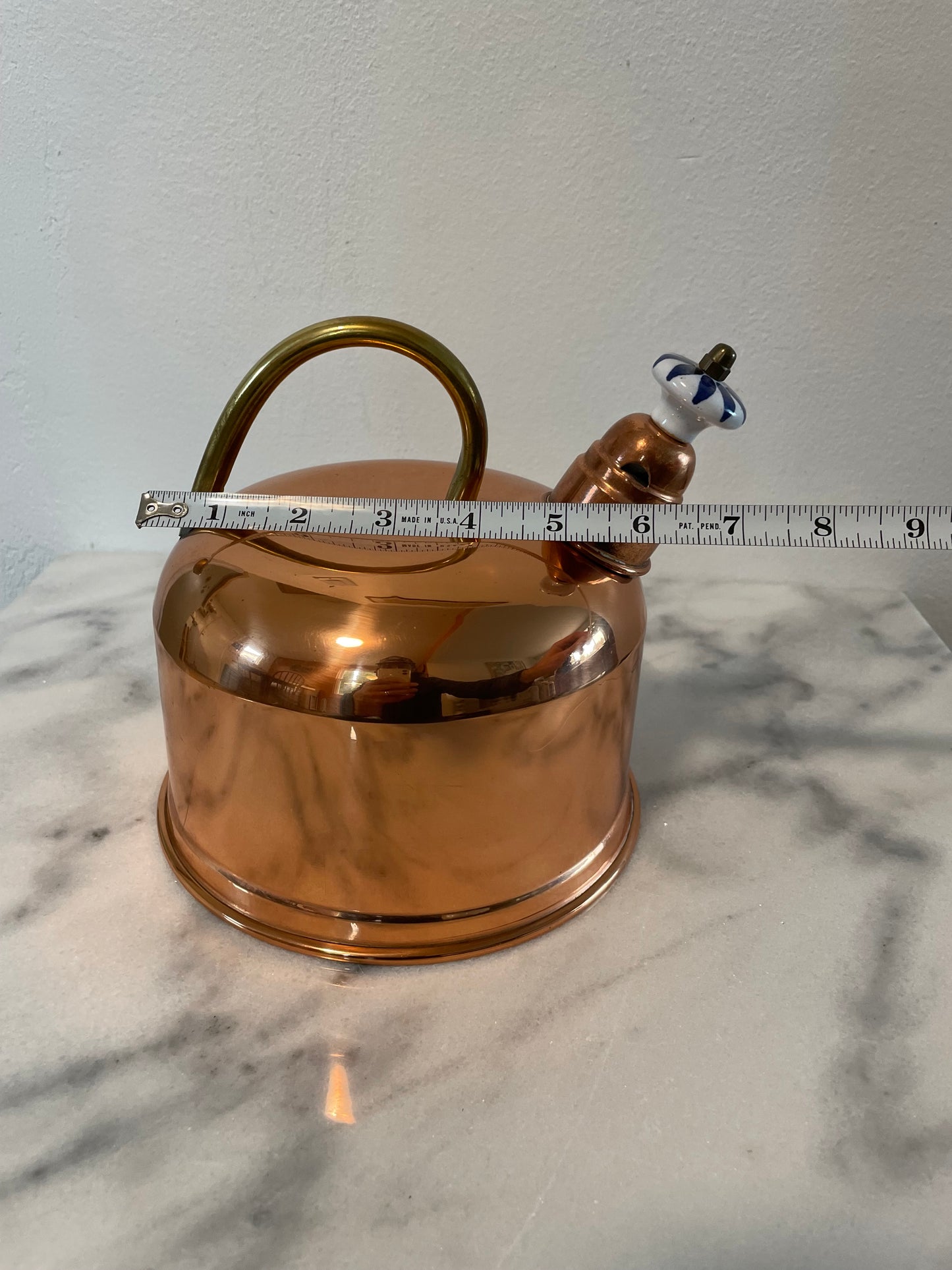 Vintage Copper Tea Kettle With Ceramic Whistle Bead