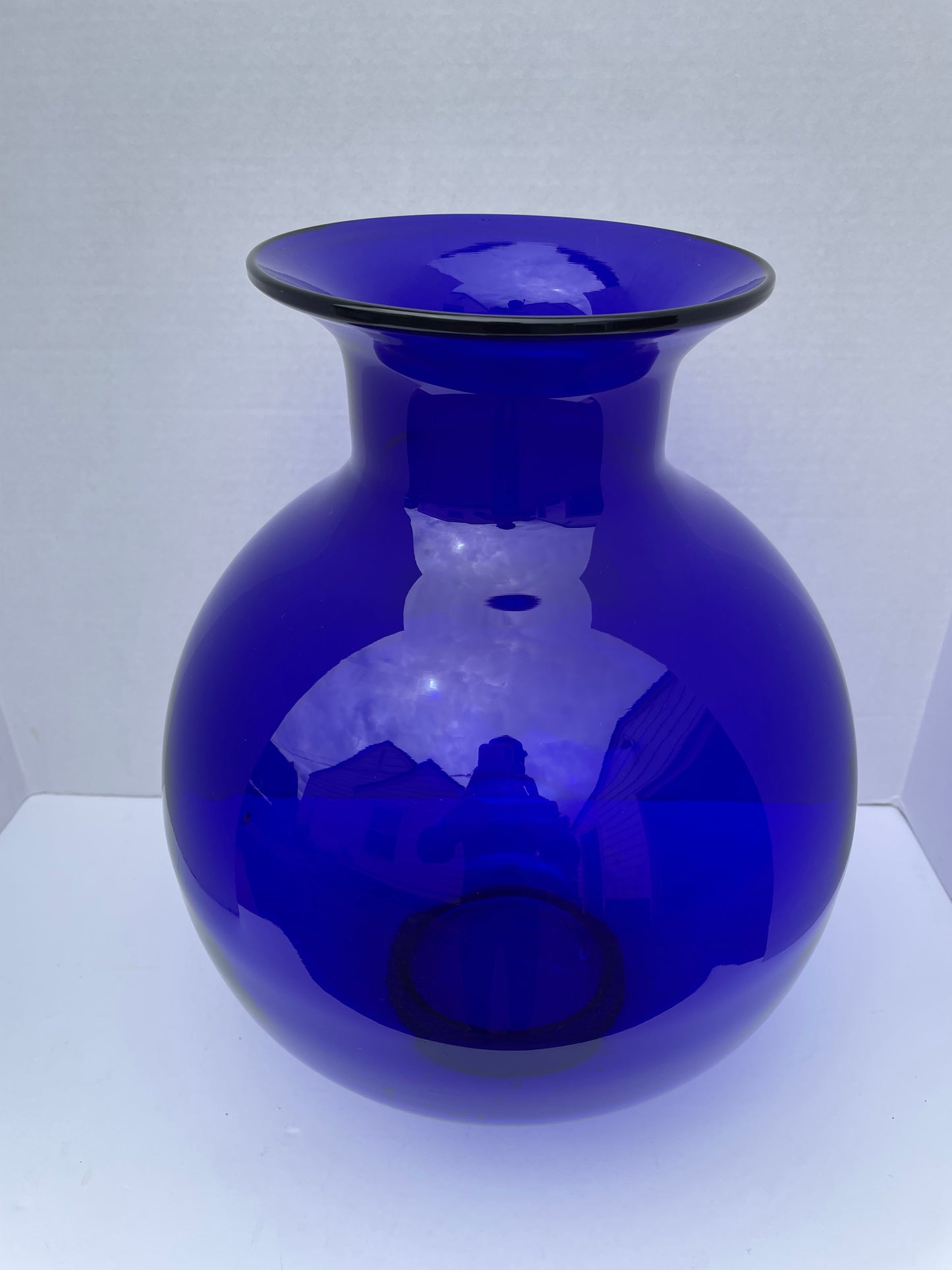 Vintage Large Cobalt Blue Hand Blown Glass Vase Glassware for Tiara Exclusives