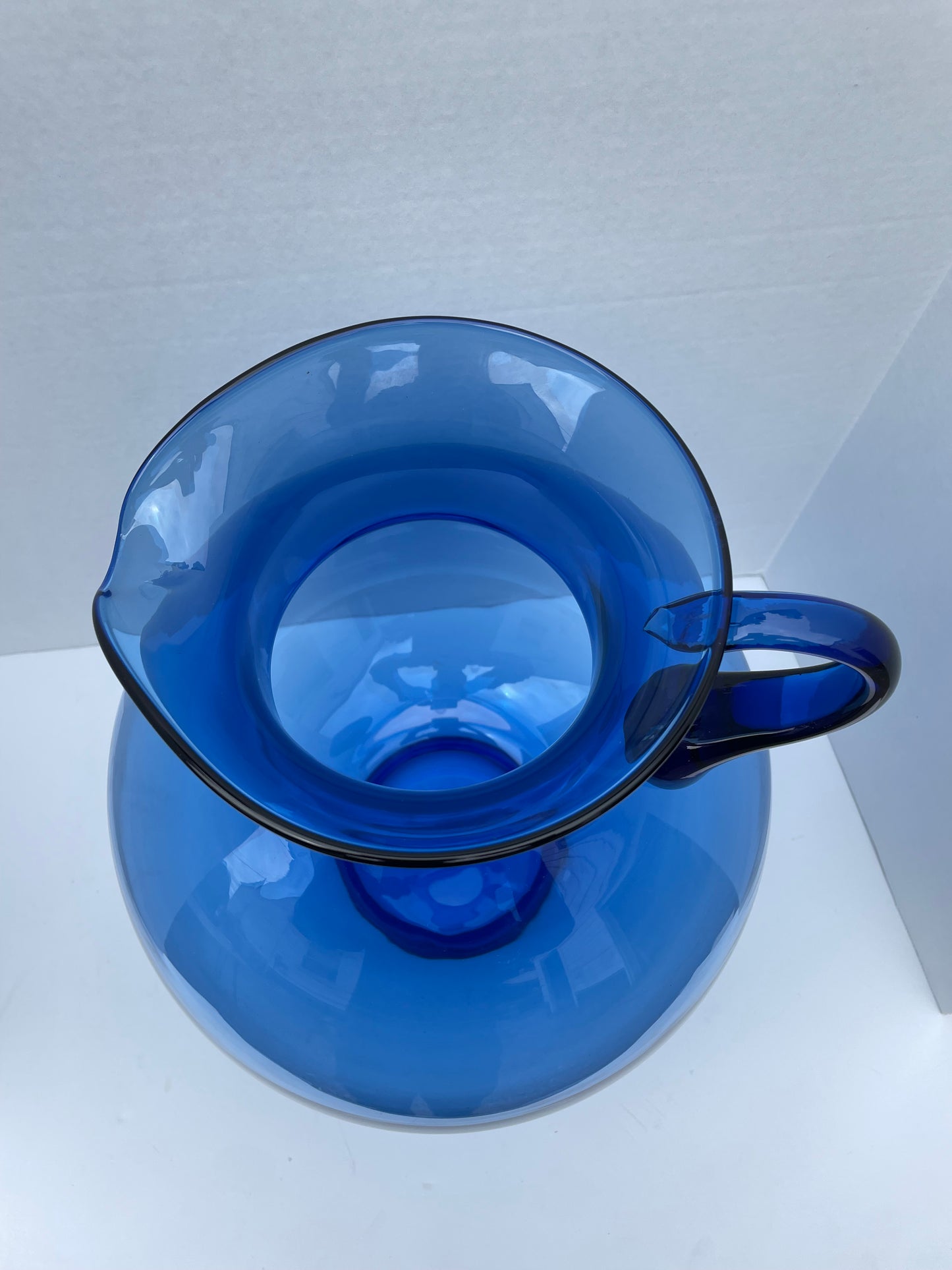 Large Hand Blown Blue Glassware for Tiara Exclusives Circa 1970s