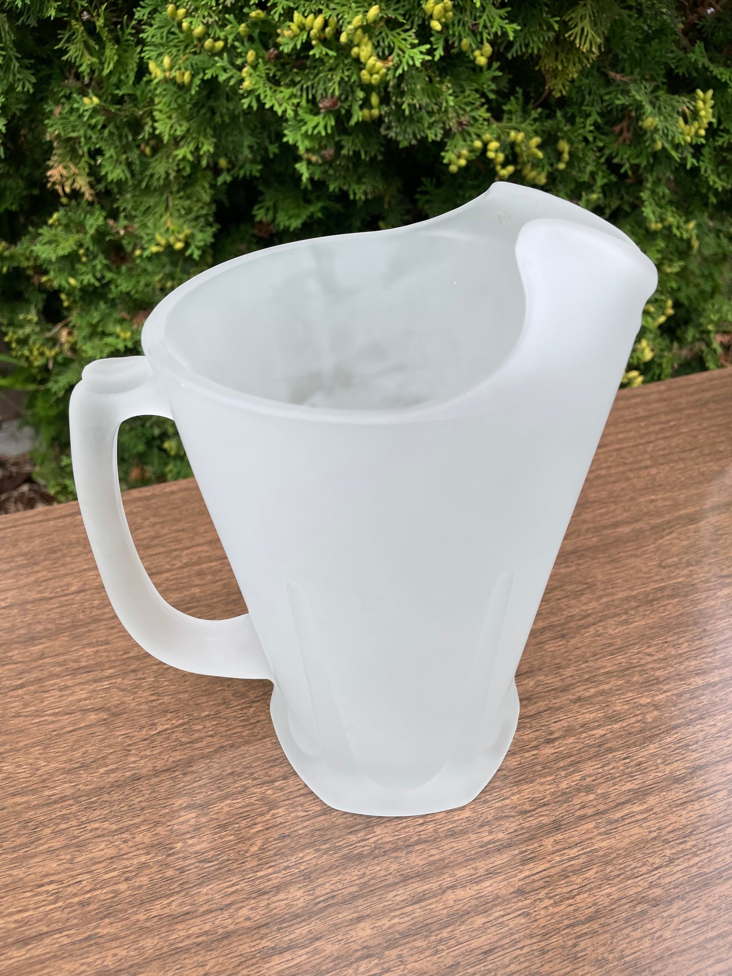 1970s Mid-Century Modern Frosted Sculpted Glass Pitcher & Mugs - Set of 5