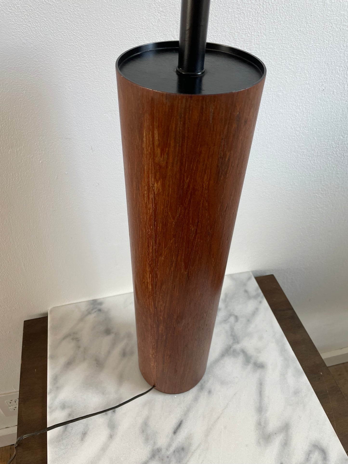 Mid 20th Century Minimalist Modern Walnut Cylinder Table Lamp