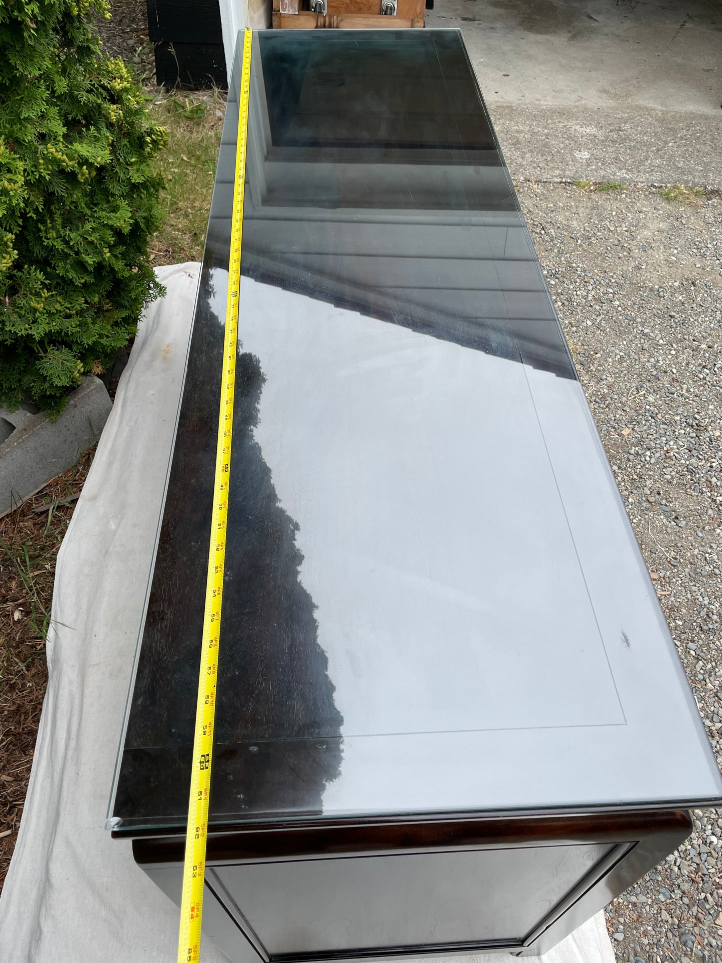 Hollywood Regency Dresser Ebony Finish W/ Brass Handles