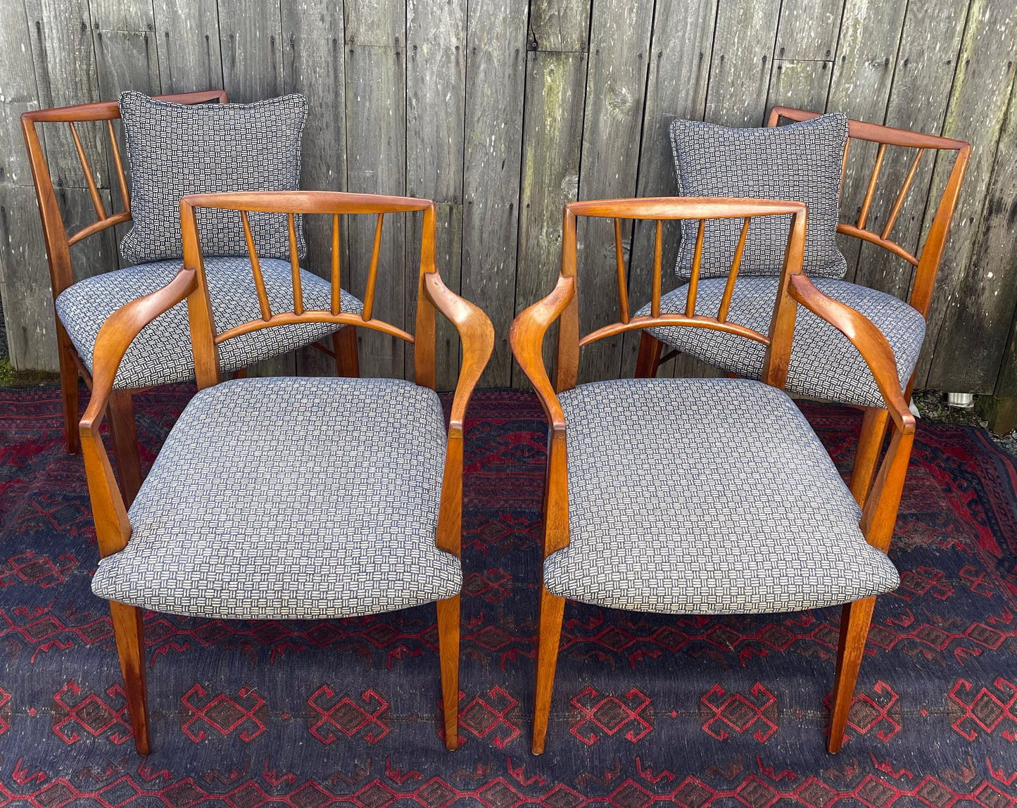 Mid 20th Century Edward Wormley for Dunbar Spindle Back Dining Chairs Set of 4