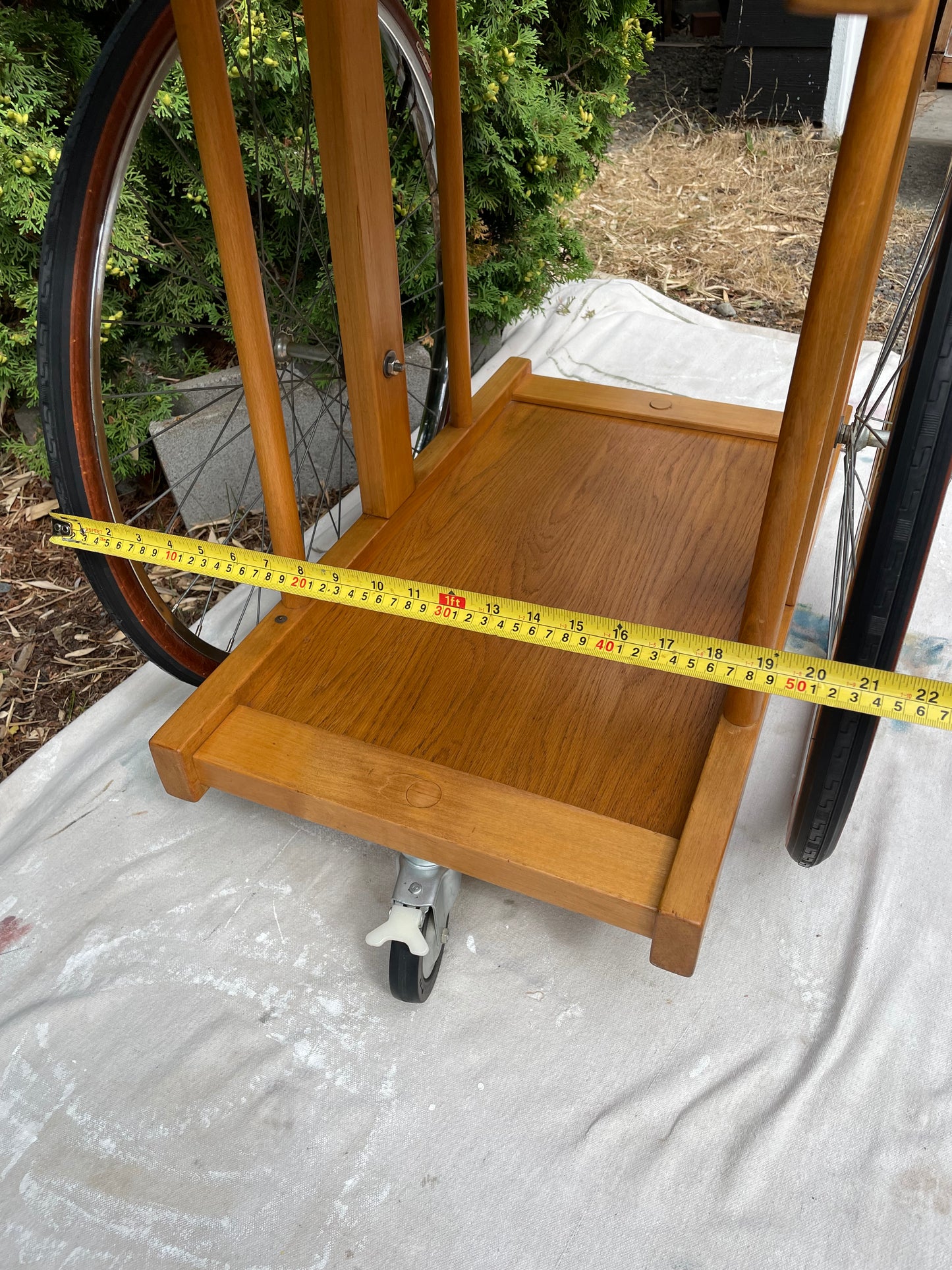 Bill W Saunders, Chopping Block on Bicycle Wheels Bar Cart Pasadena Art Design