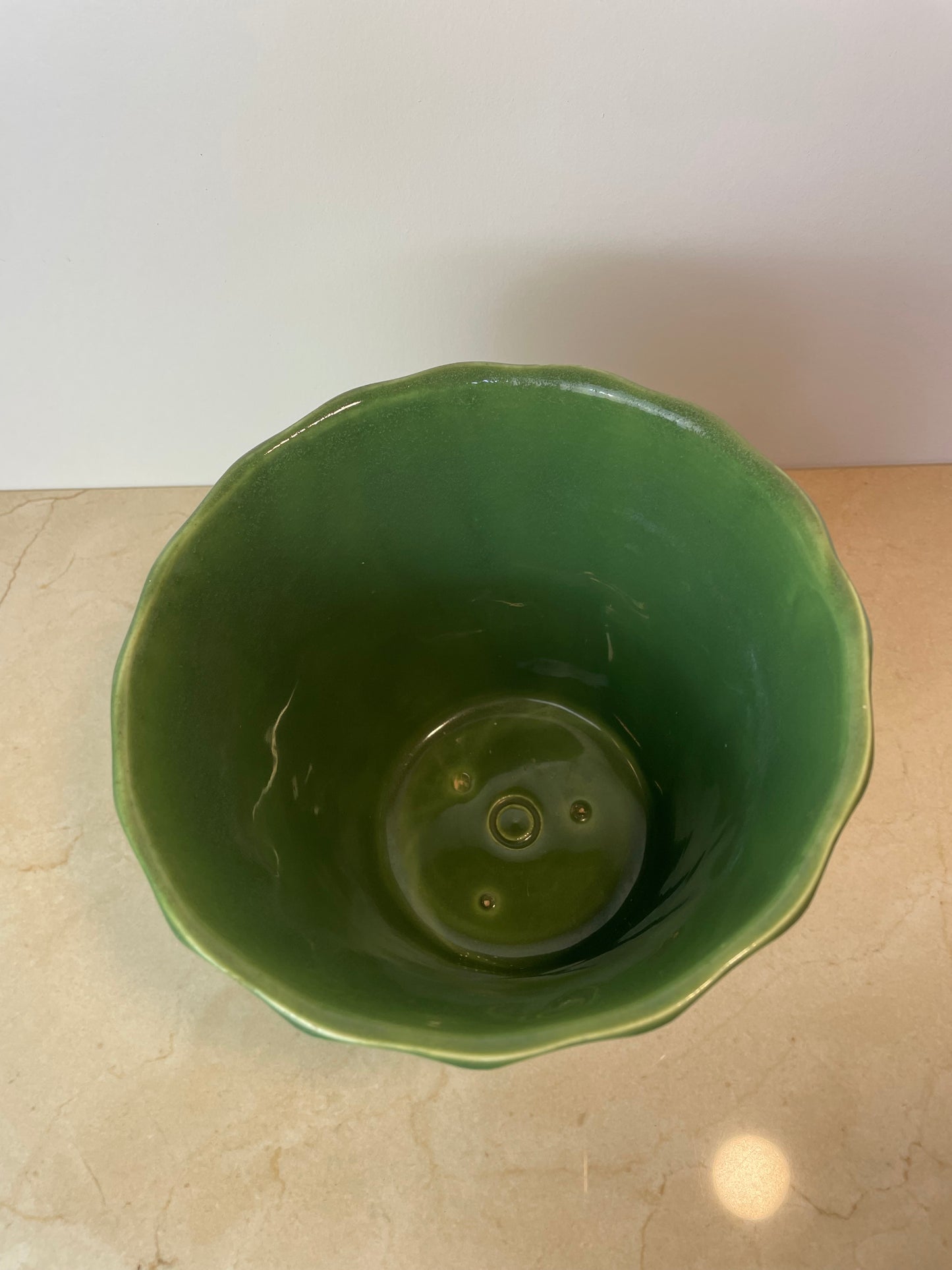 Vintage Bauer Pottery Swirl #6 Green Planter, Los Angeles