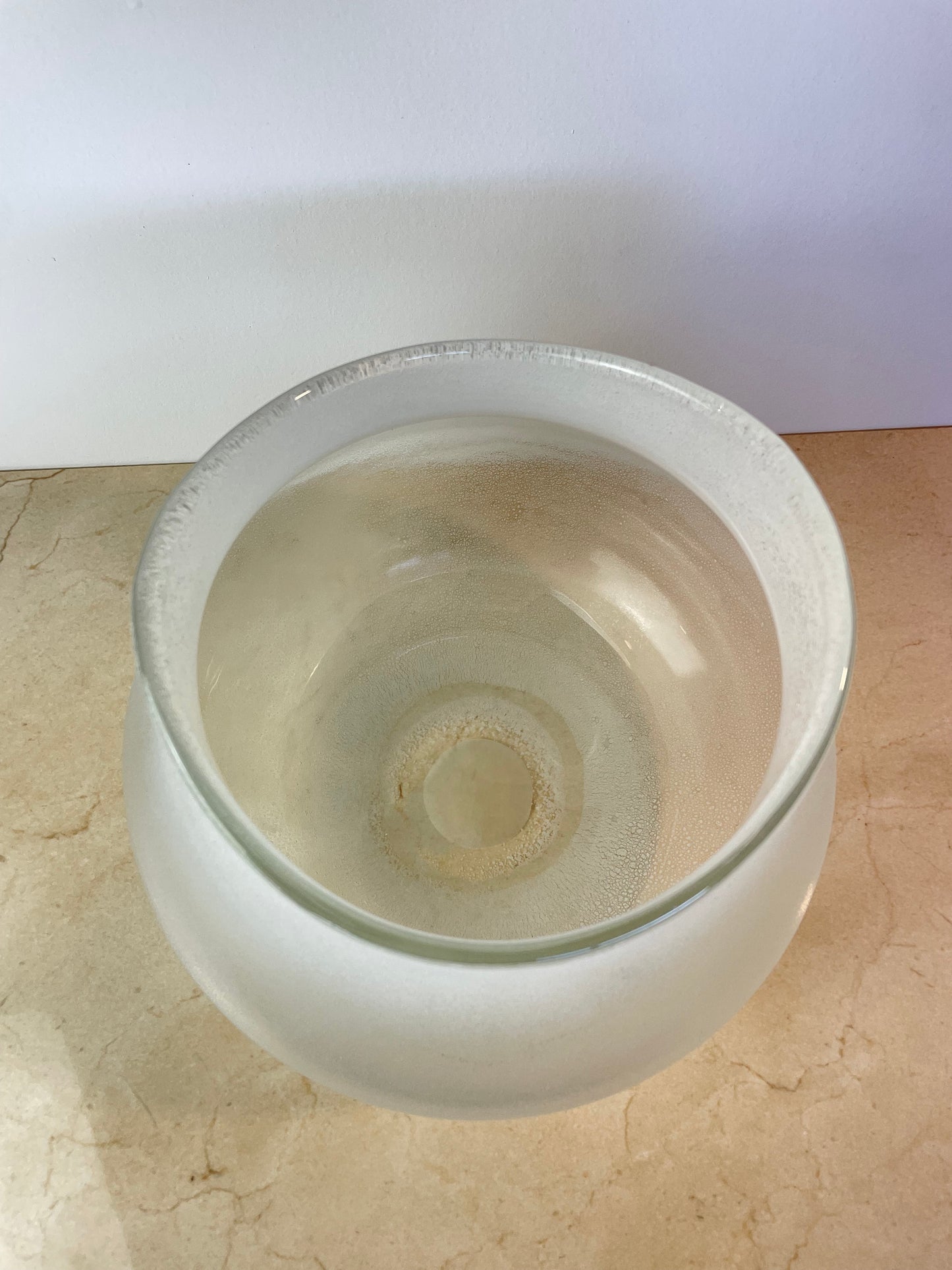 Vintage Murano-Style Scavo Crystaline Finish Glass Vase, Organic Freeform