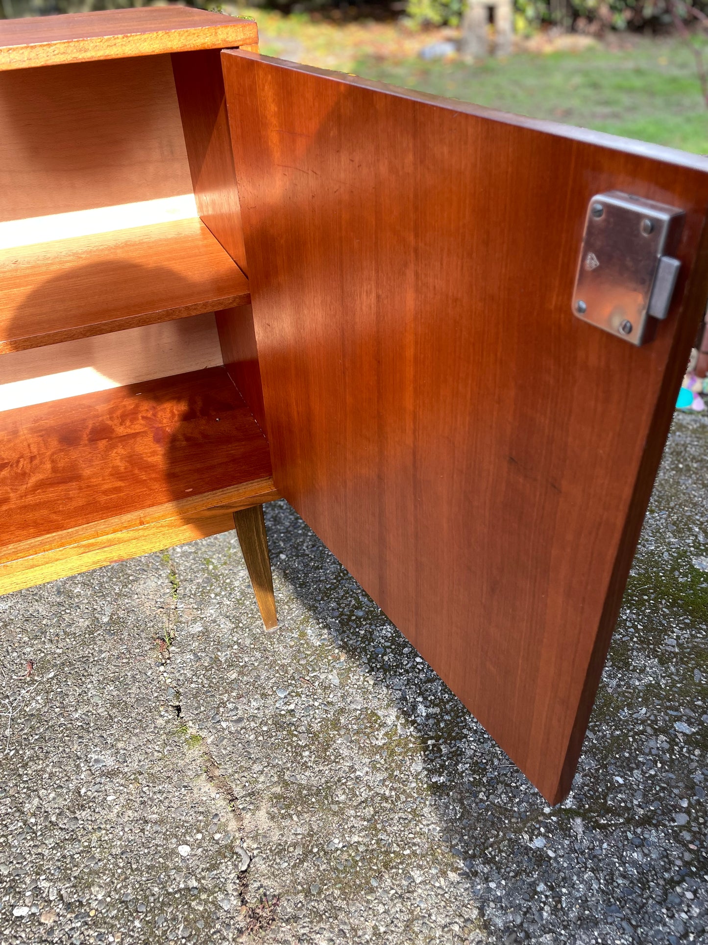 1960s Mid-Century Danish Modern Teak Sideboard Credenza With Lock and Key