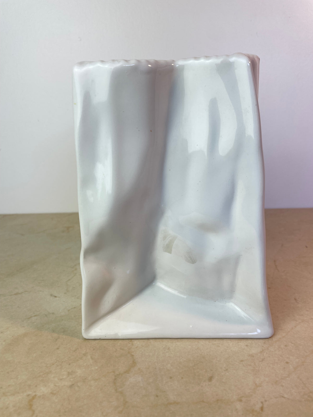 Vintage Mancer Italian Pop Art Ceramic Paper Bag Vase, Mc388