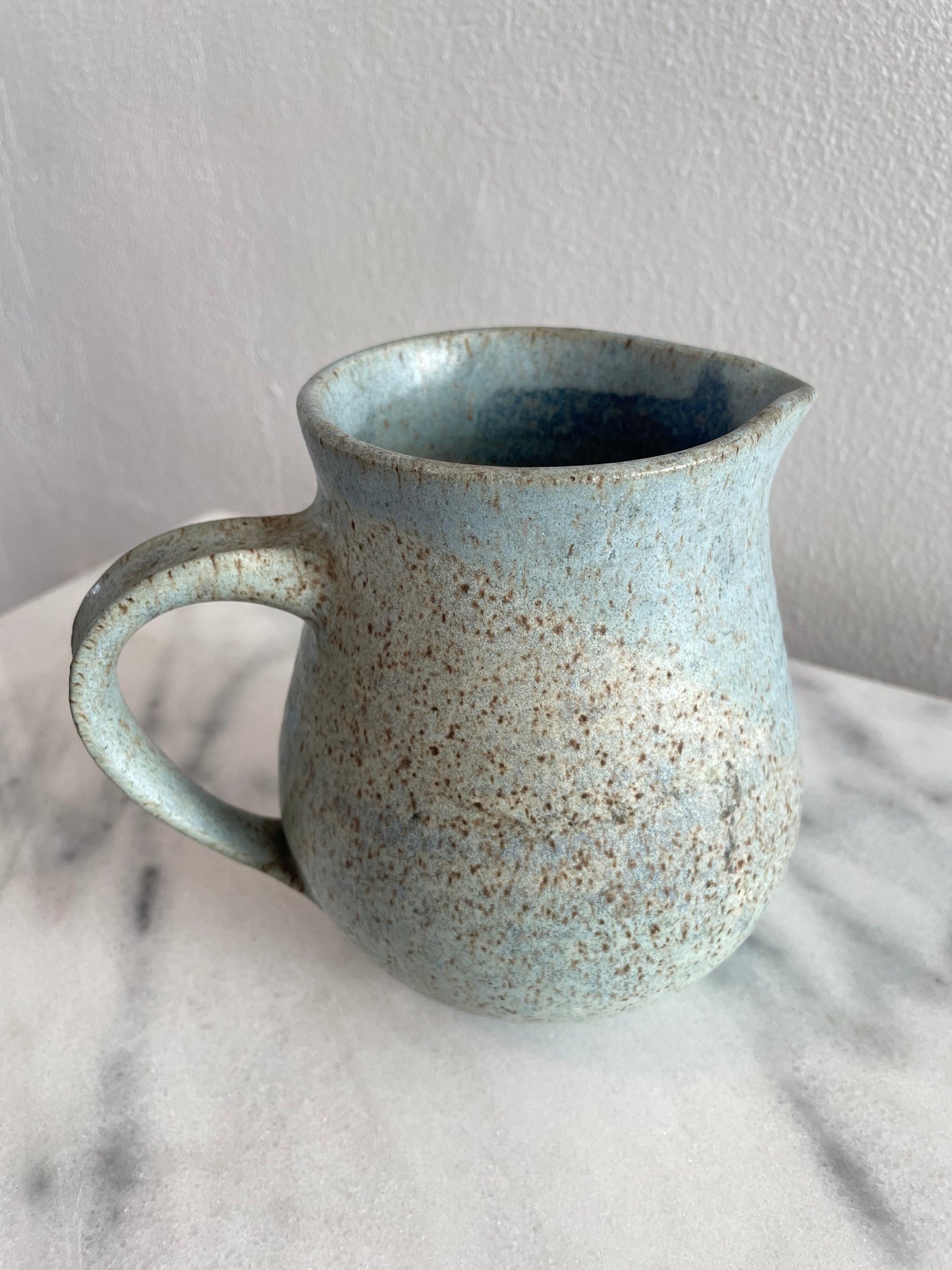 Handmade Studio Ceramic Pitcher With Light Blue-Gray Glaze