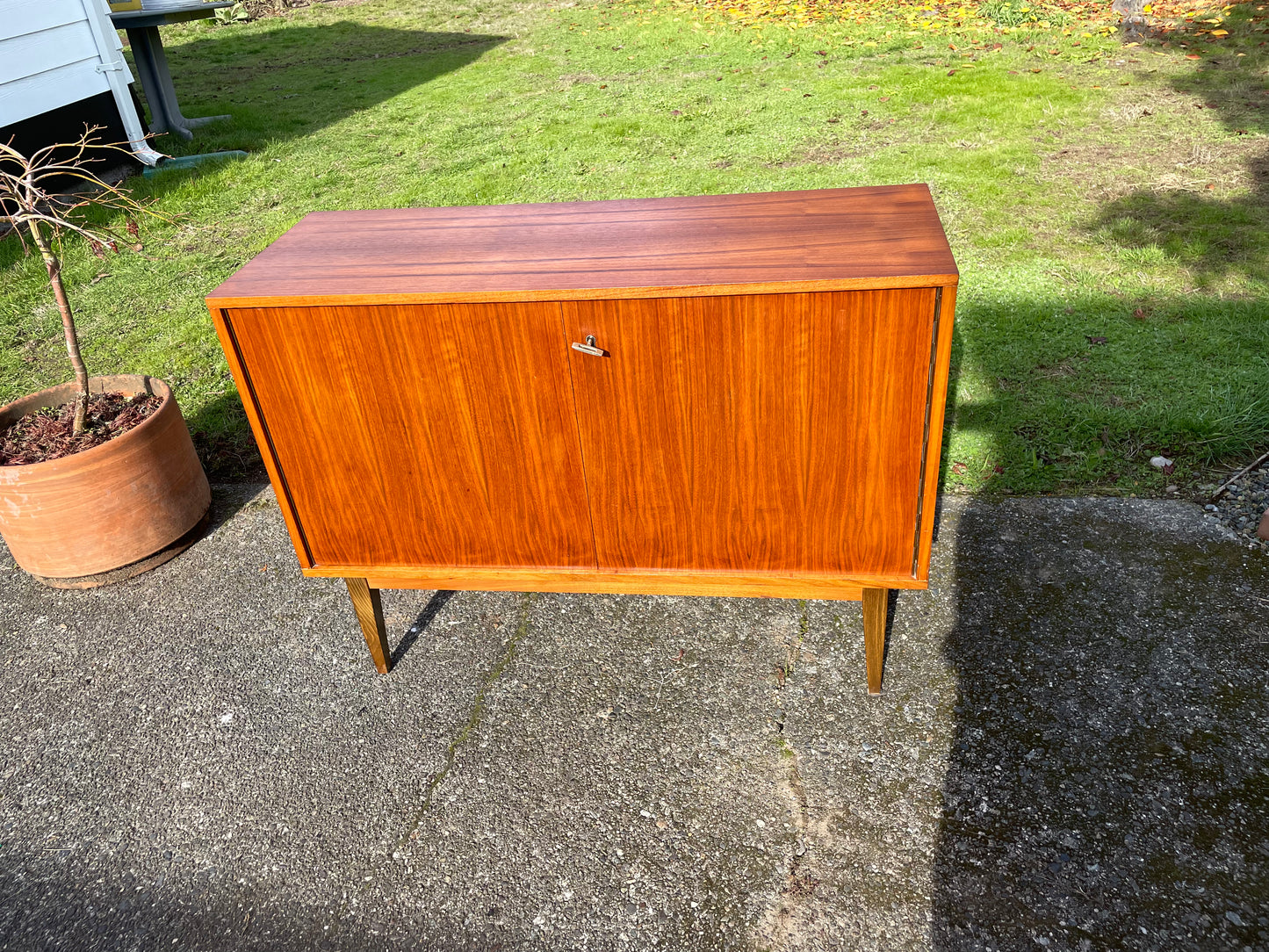 1960s Mid-Century Danish Modern Teak Sideboard Credenza With Lock and Key