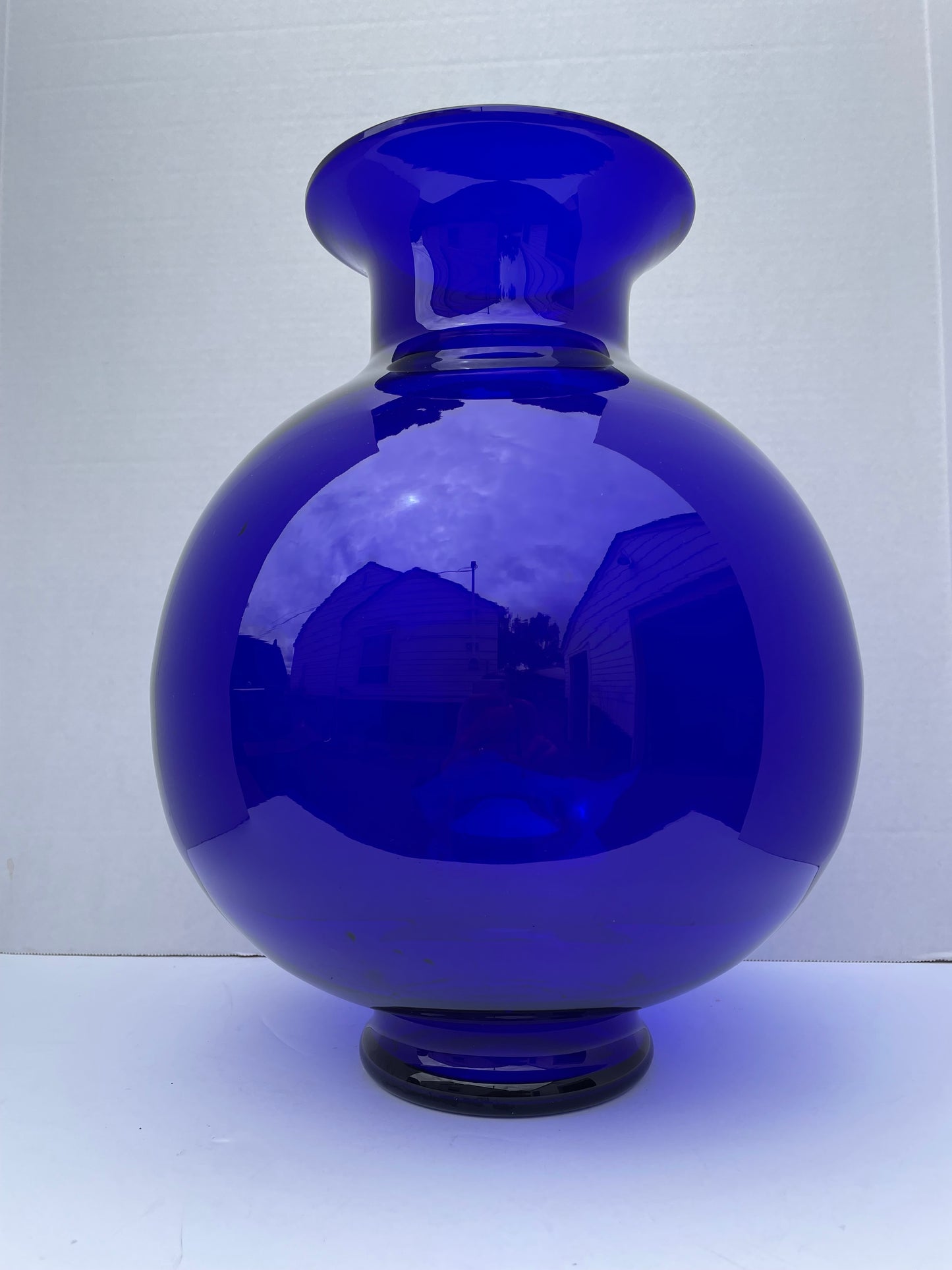 Vintage Large Cobalt Blue Hand Blown Glass Vase Glassware for Tiara Exclusives