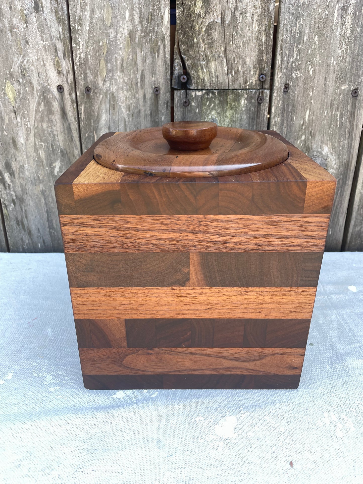 Mid 20th Century Kustom Kraft Solid Black Walnut Ice Bucket