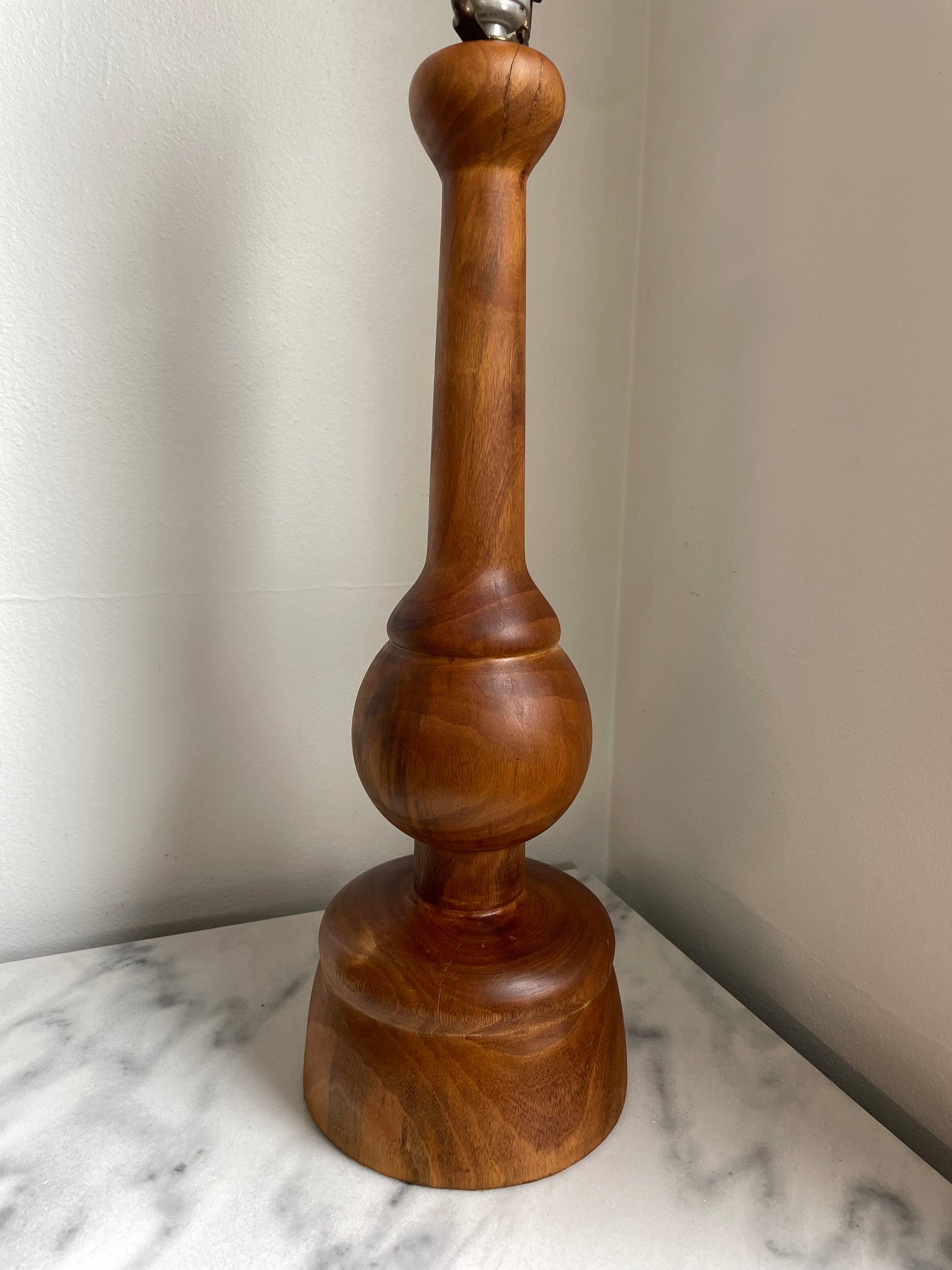 Mid 20th Century Hand Made Turned Wood Lamp