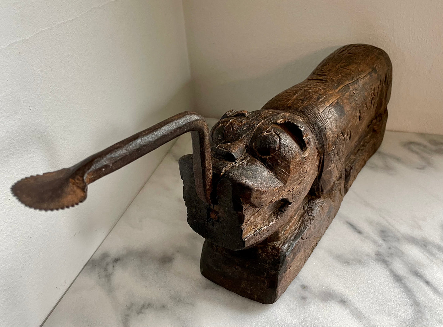 Early 20th Century Hand Carved Mythical Beast Coconut Splitter