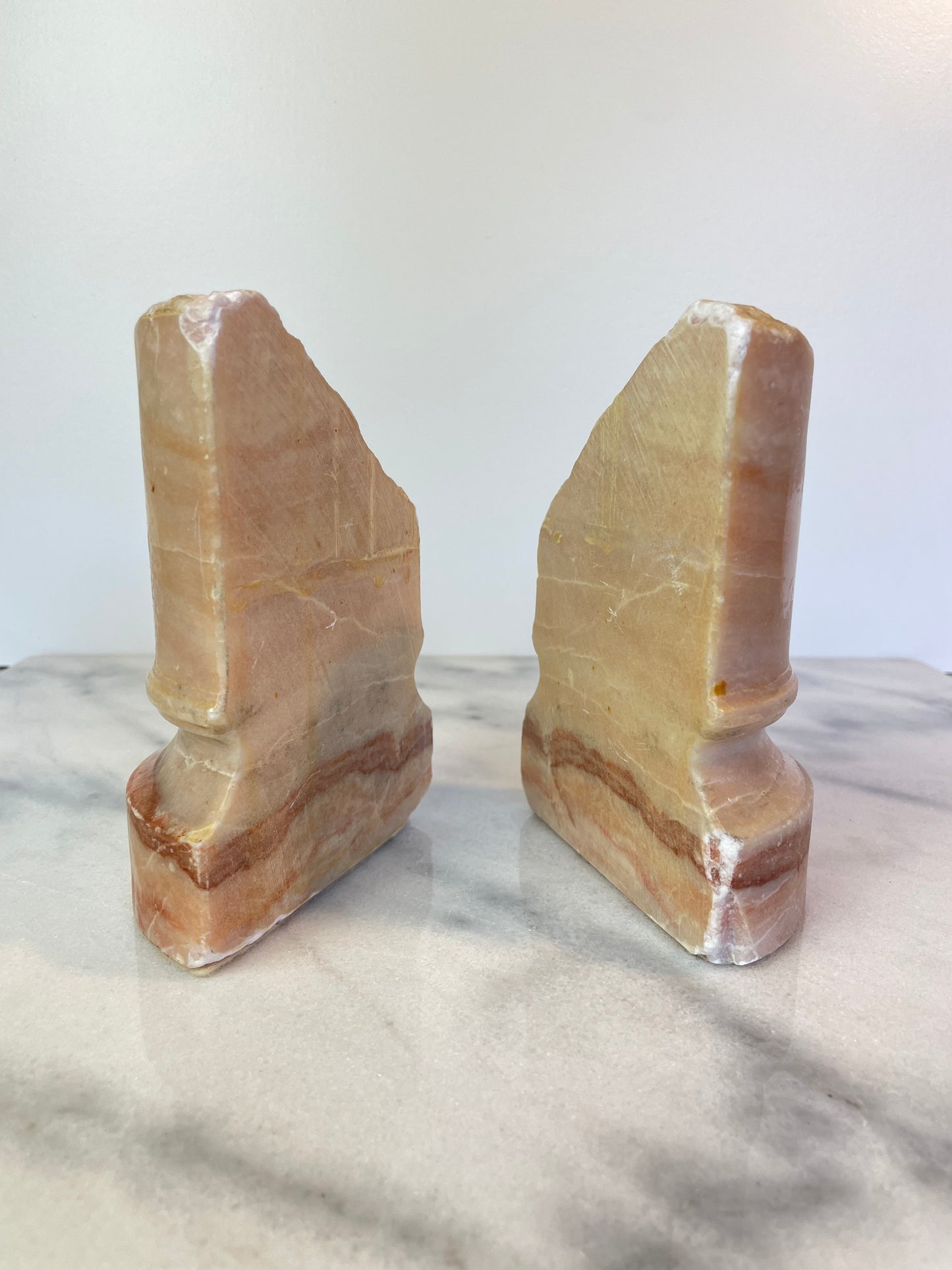 Mid 20th Century Pair of Pink Marble Architectural Element Ruins Column Bookends