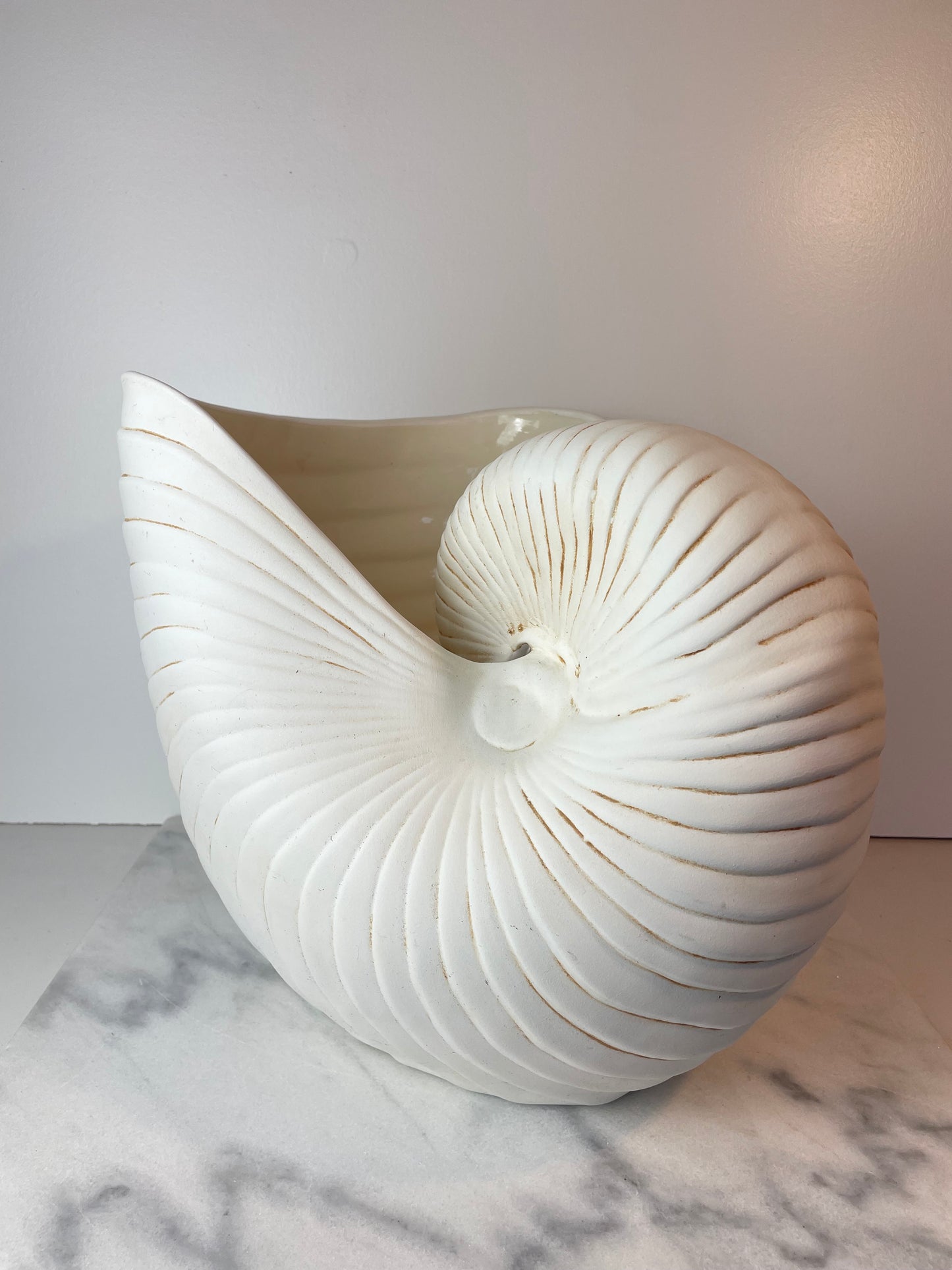 Large Scale Ceramic Nautilus Shell Sculptural Vessel