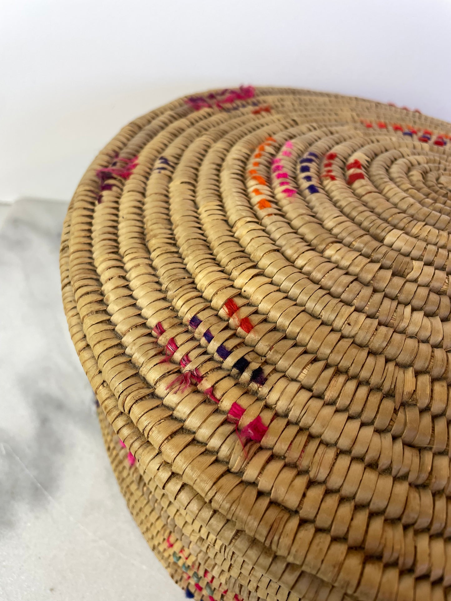 Vintage Woven Storage Basket With Lid