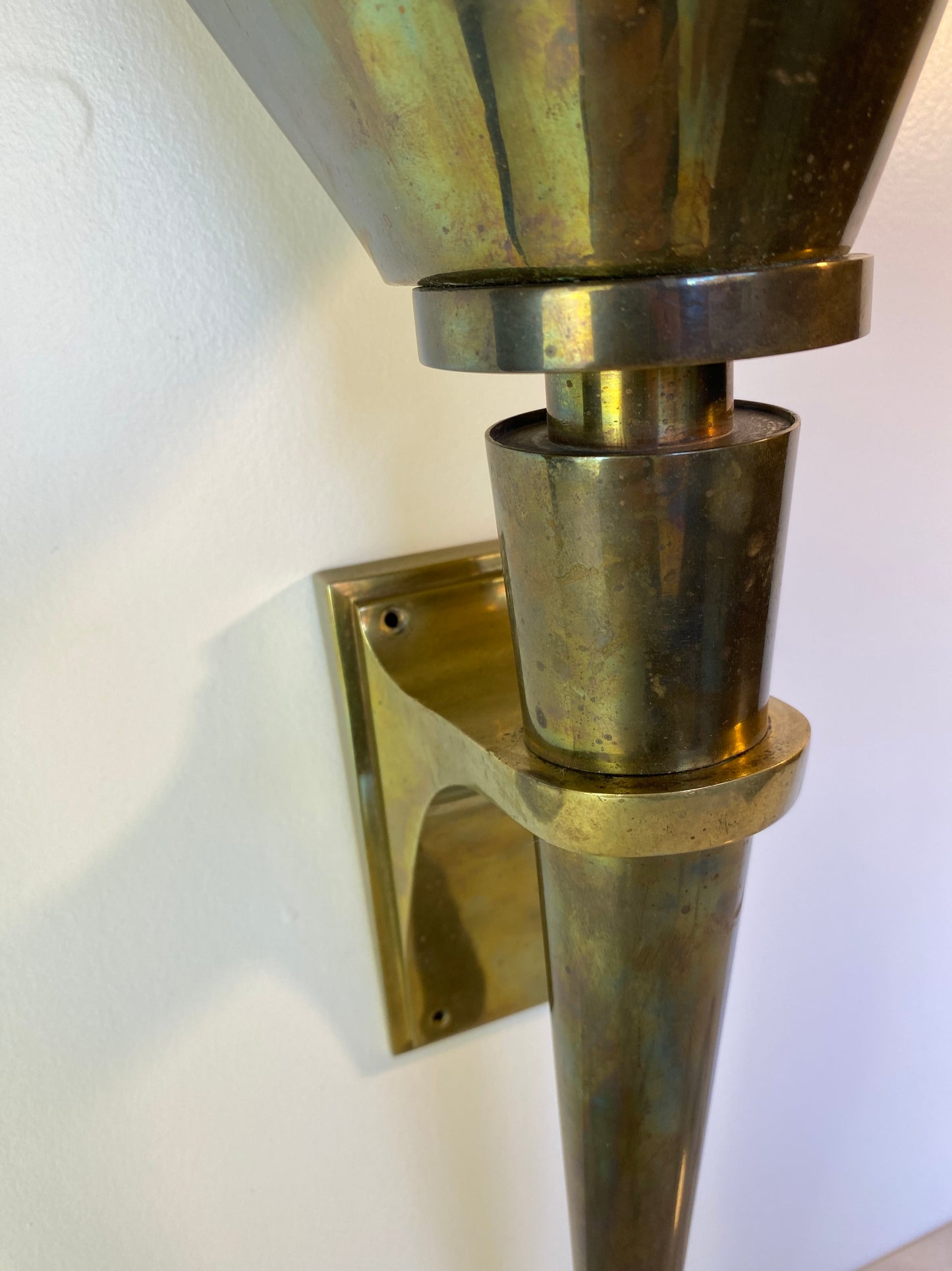 1950s Gilbert Poillerat French Mid-Century Design Brass Sconce
