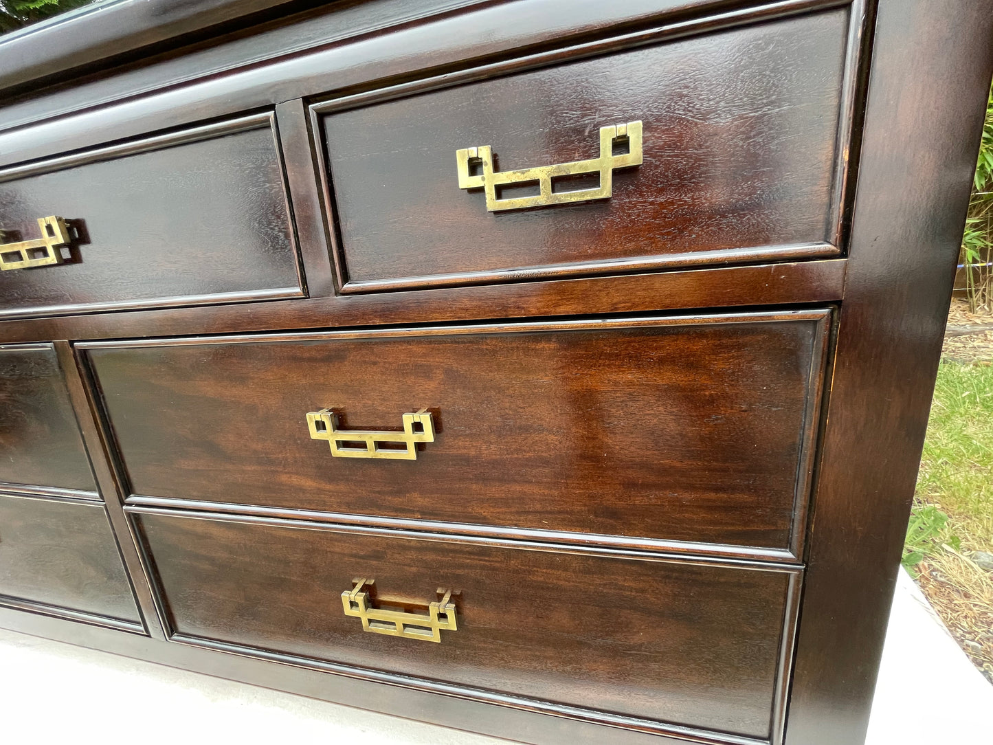 Hollywood Regency Dresser Ebony Finish W/ Brass Handles
