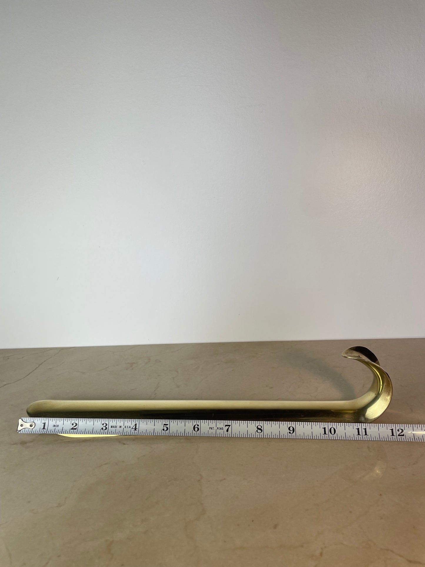 Vintage Solid Brass Long-Handled Shoehorn, India